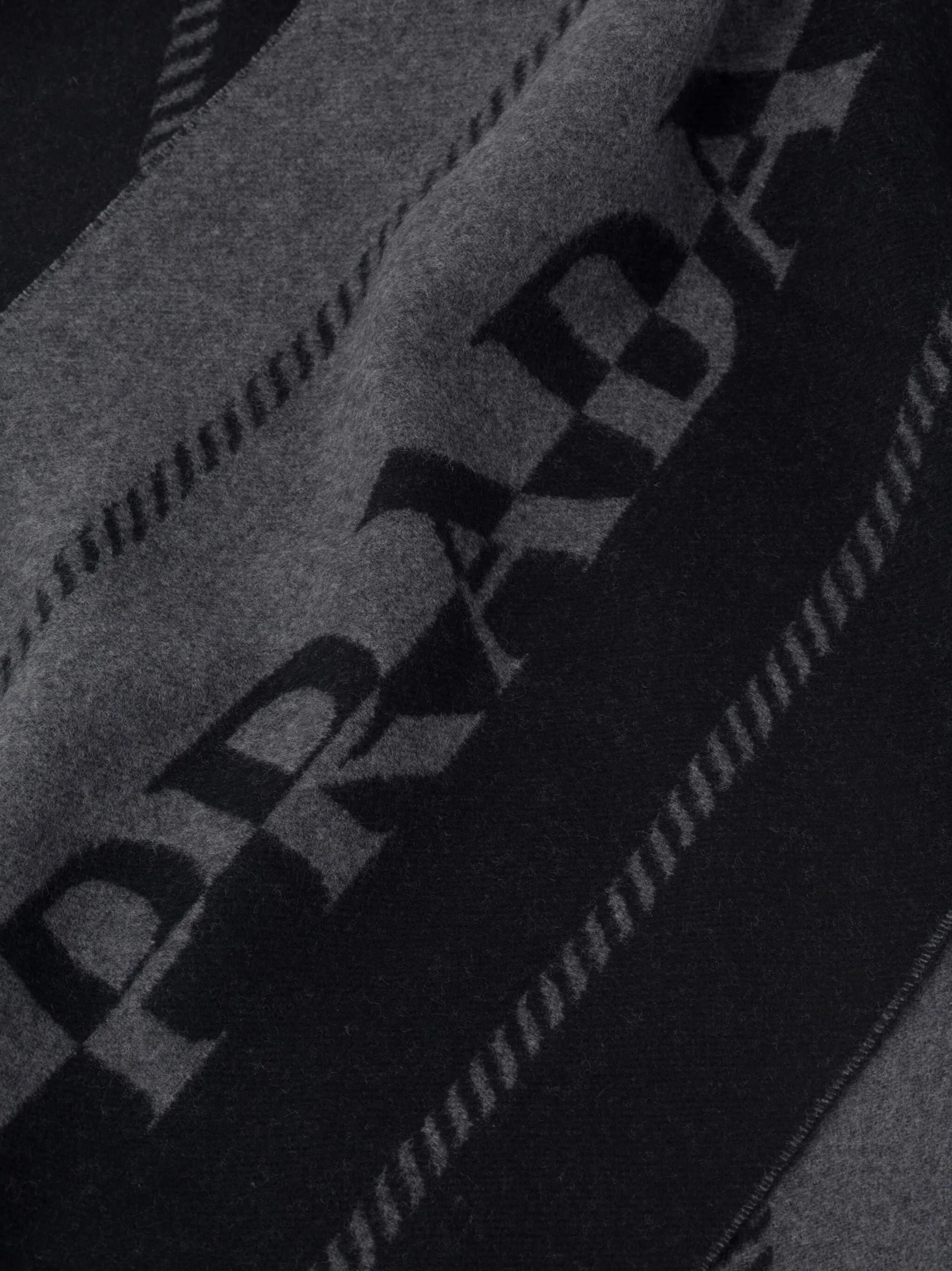 logo-jacquard wool scarf