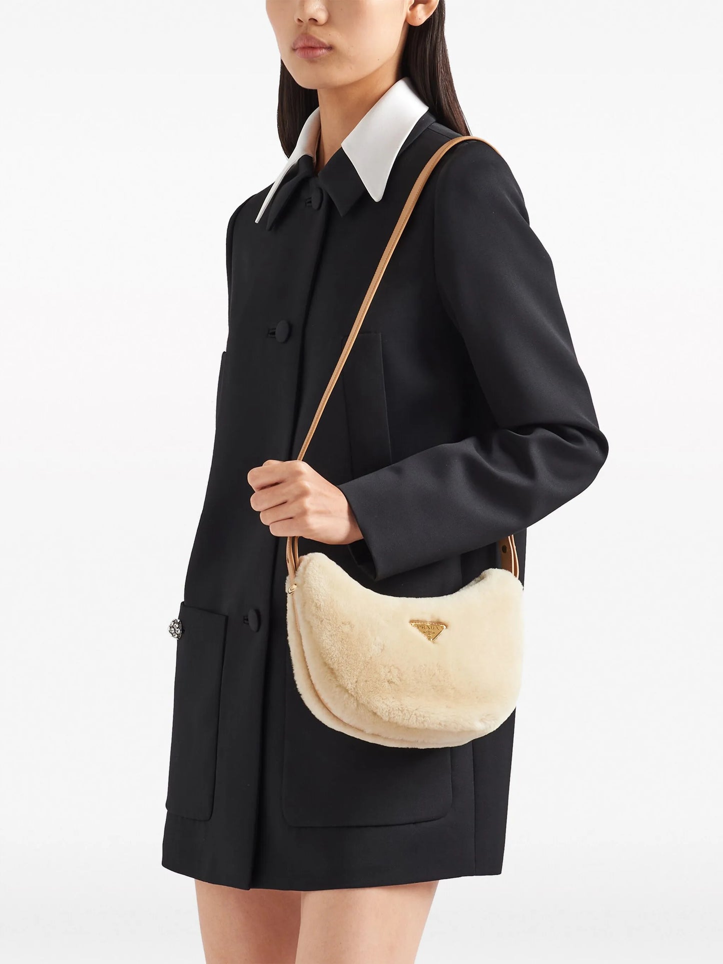 Arqué shearling shoulder bag