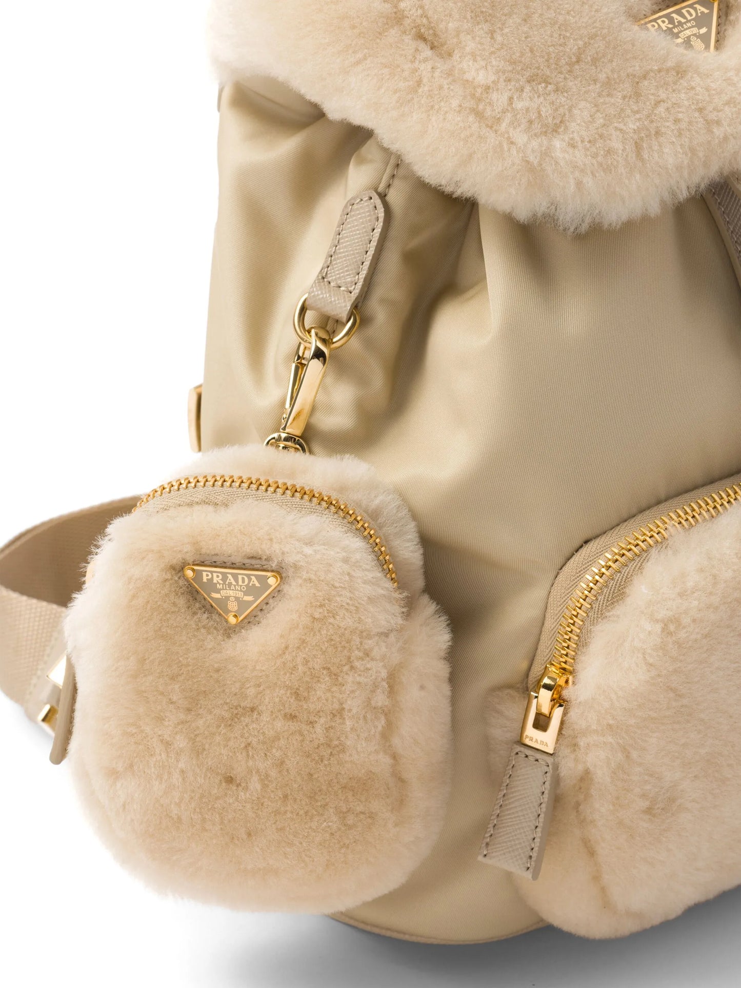 shearling panelled backpack