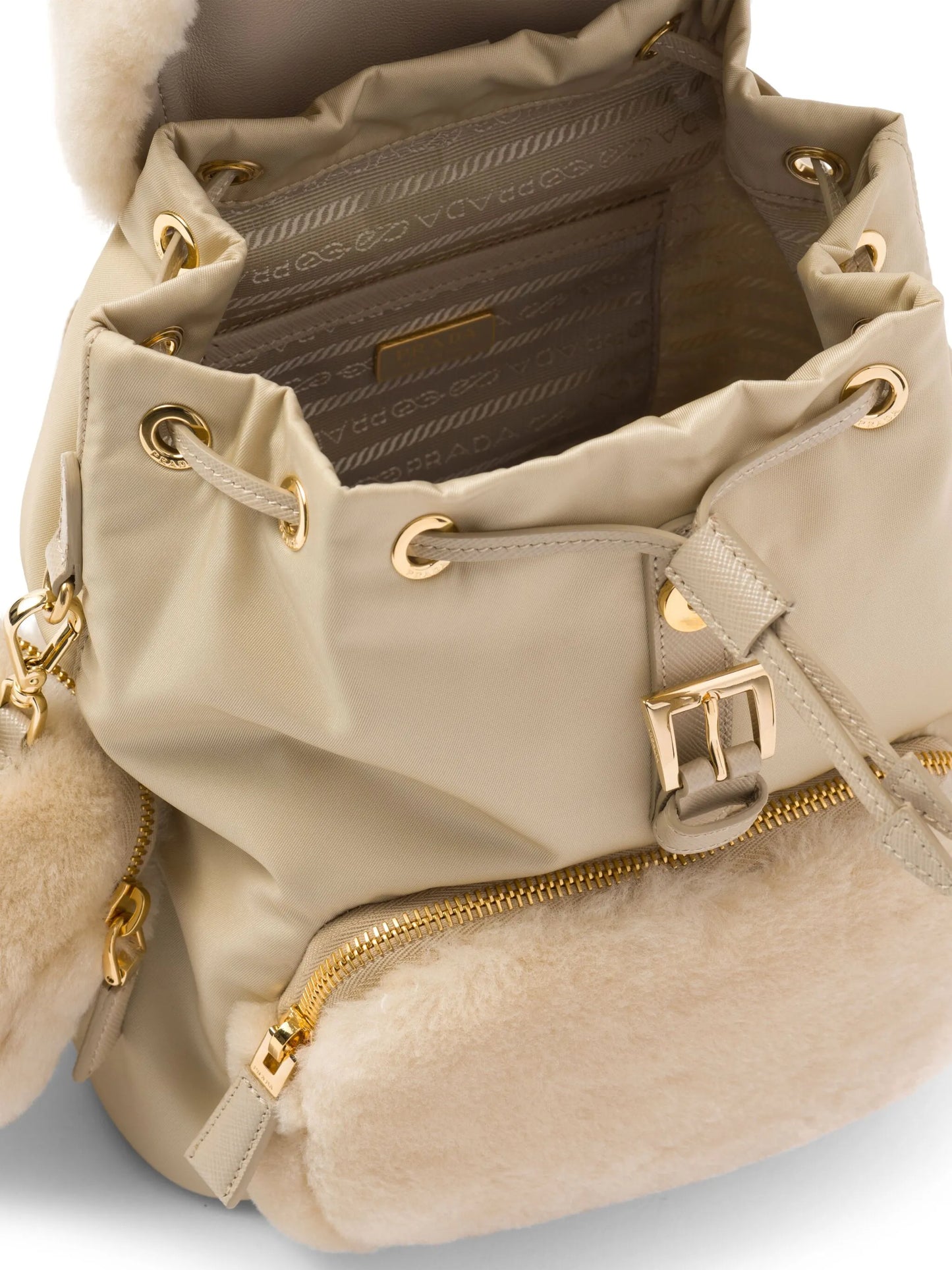 shearling panelled backpack