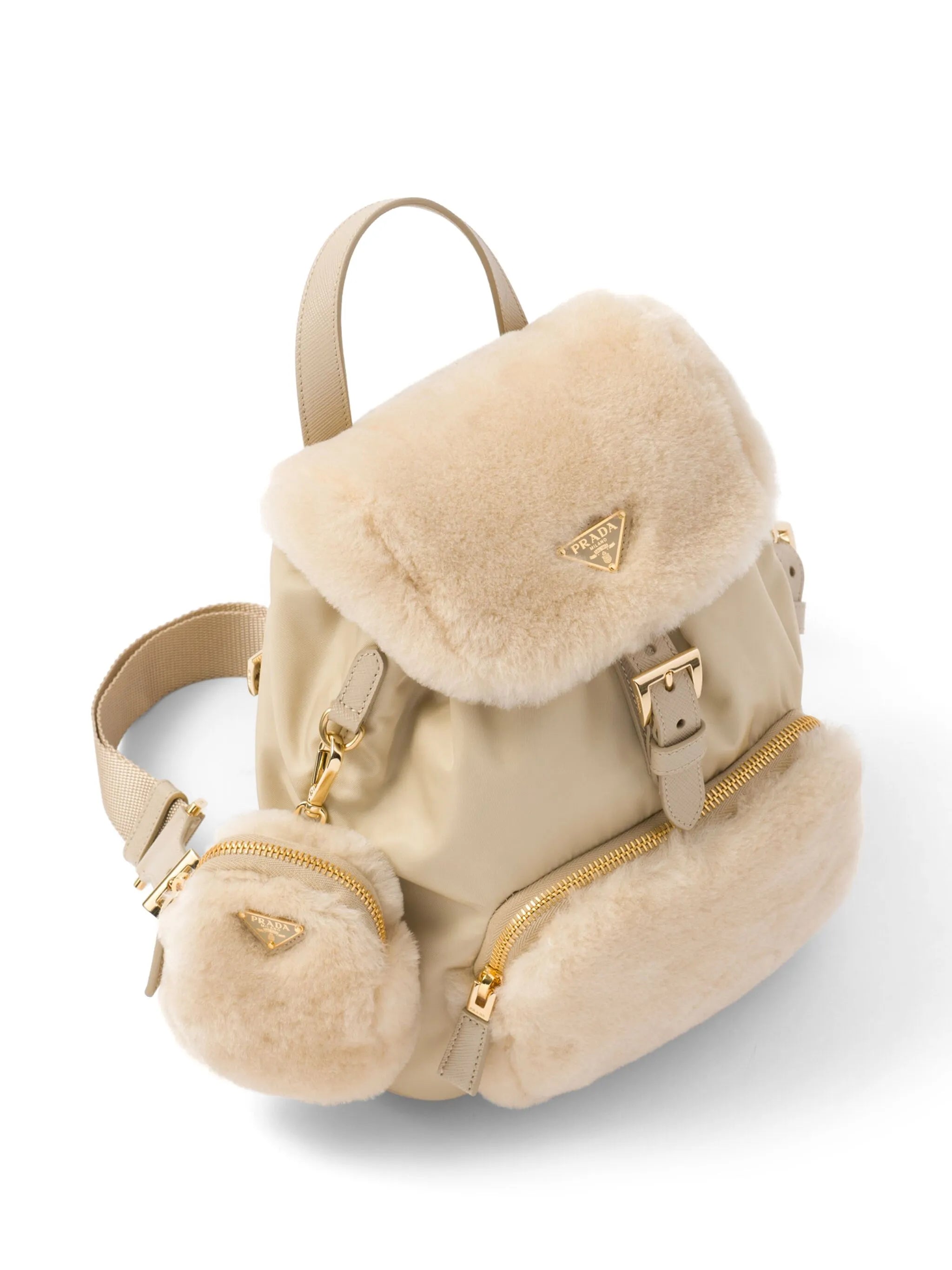 shearling panelled backpack