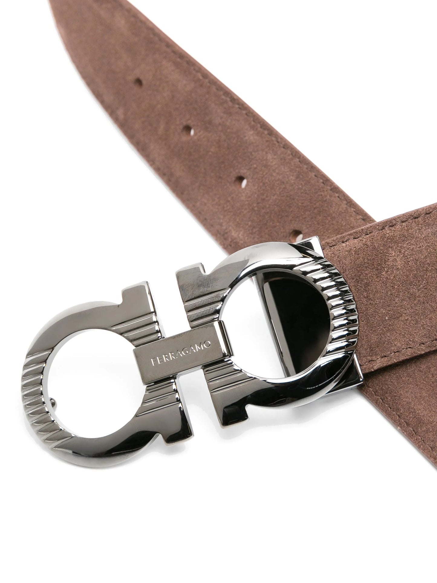 Gancini-buckle suede belt