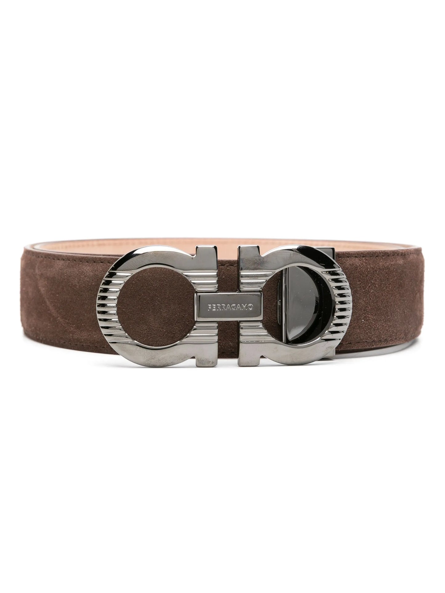 Gancini-buckle suede belt