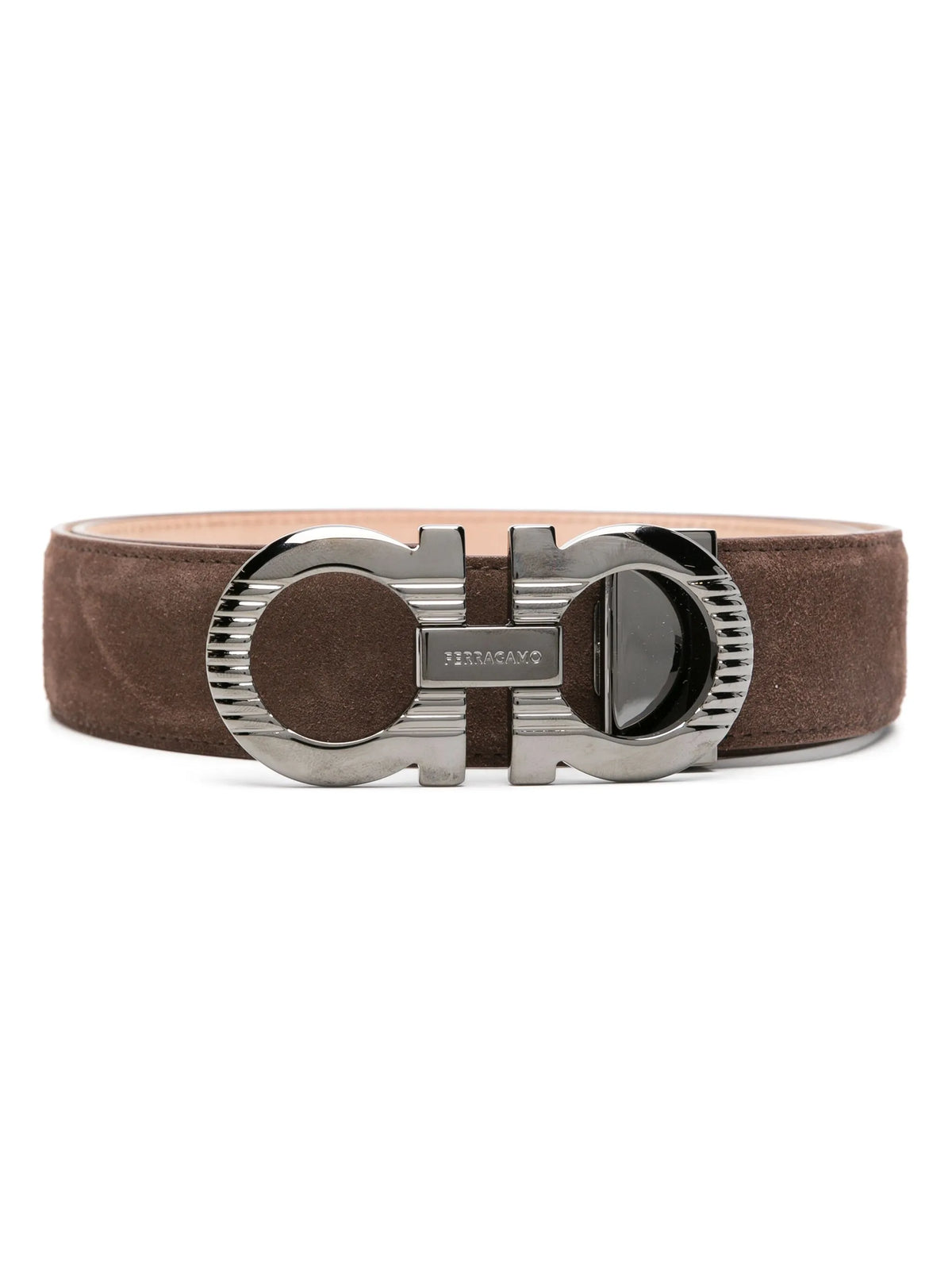 Gancini-buckle suede belt
