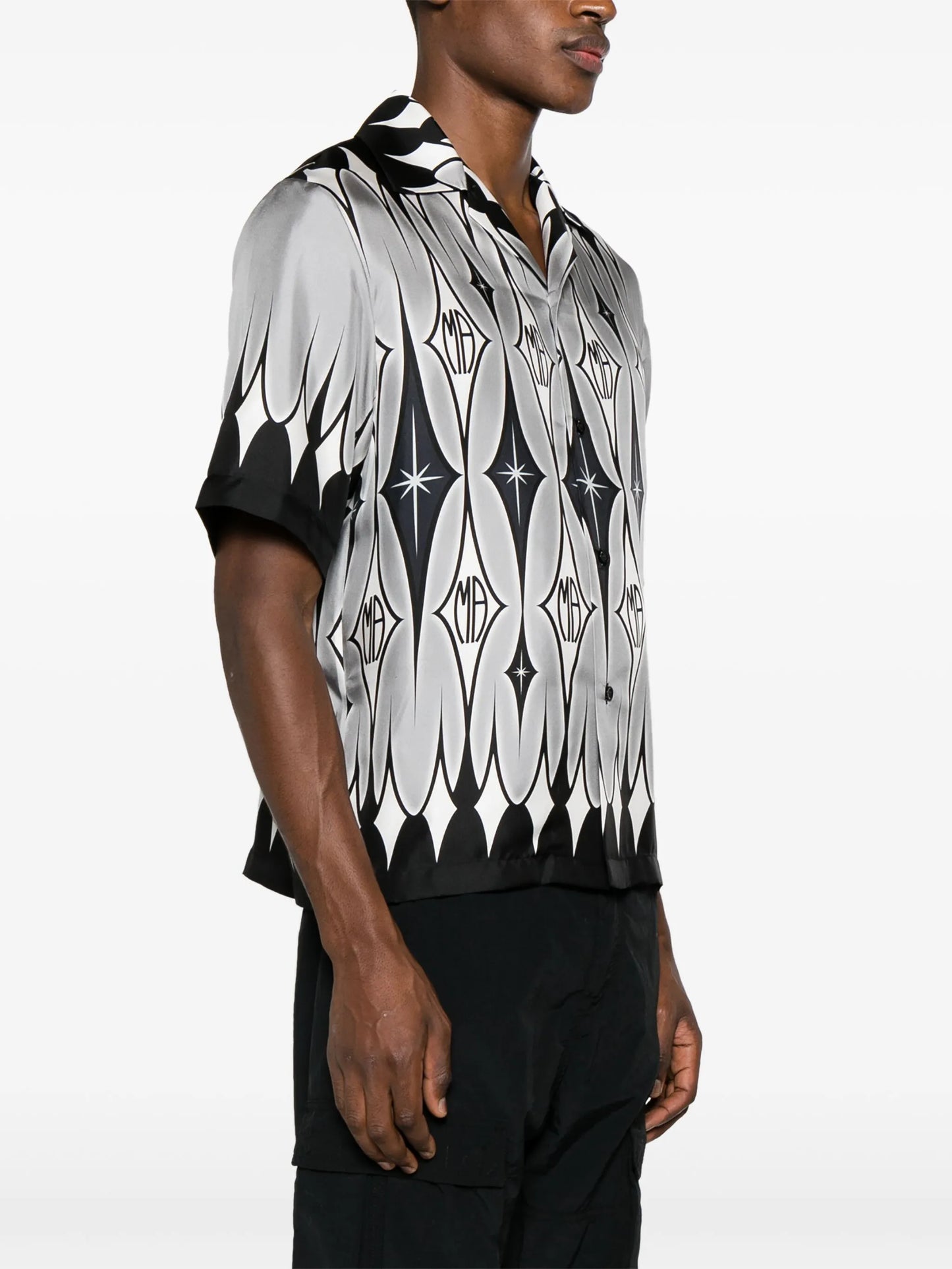 argyle-print silk shirt