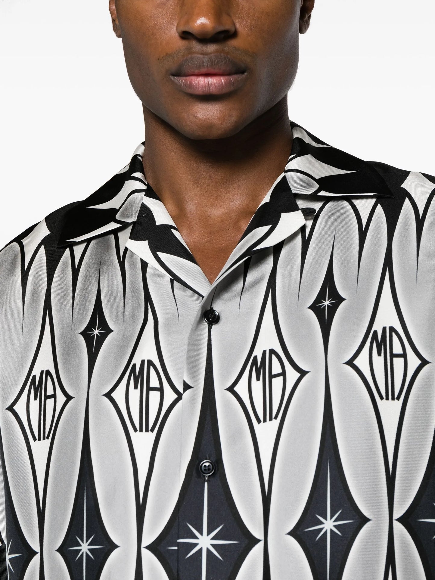 argyle-print silk shirt