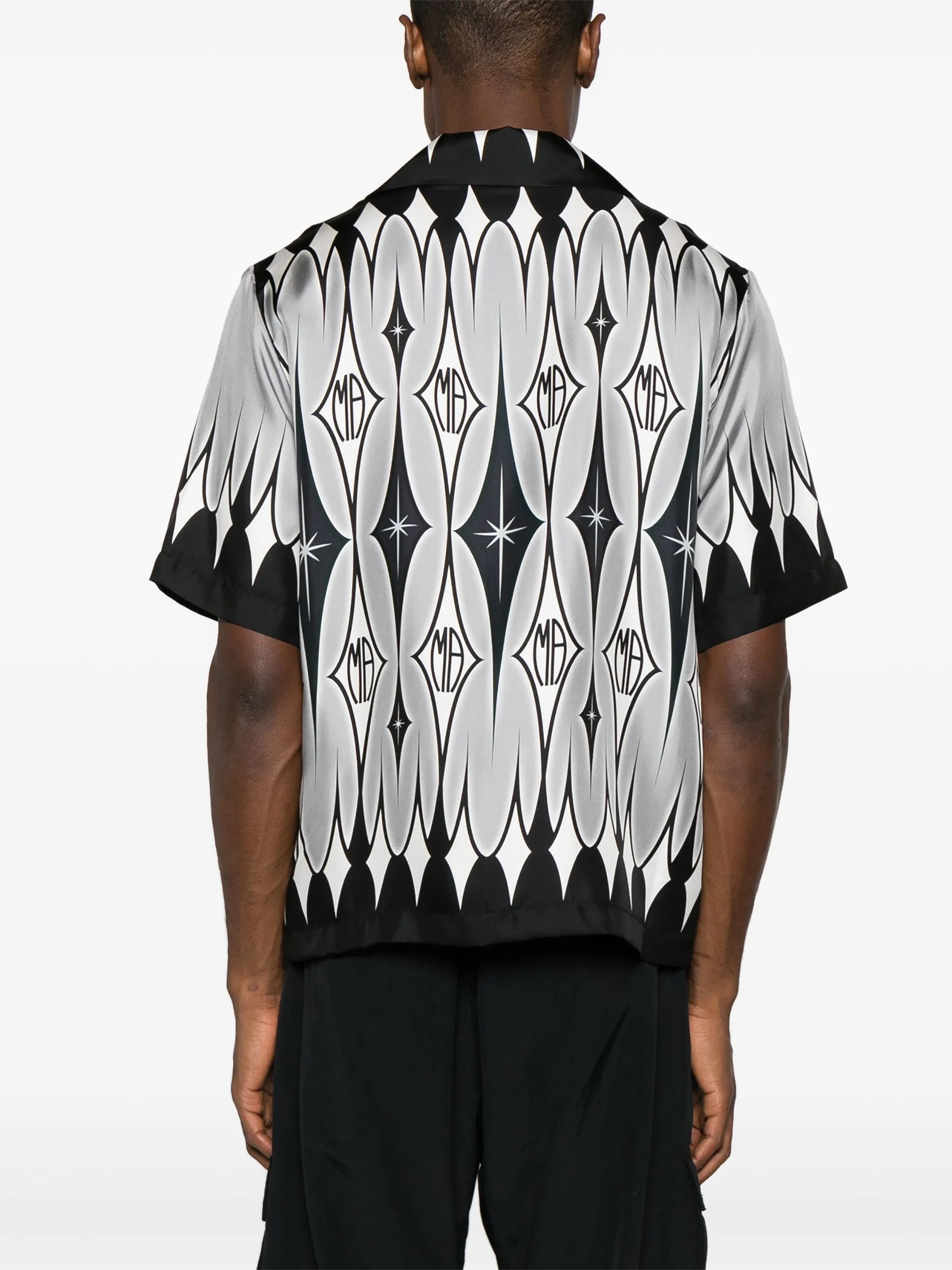 argyle-print silk shirt