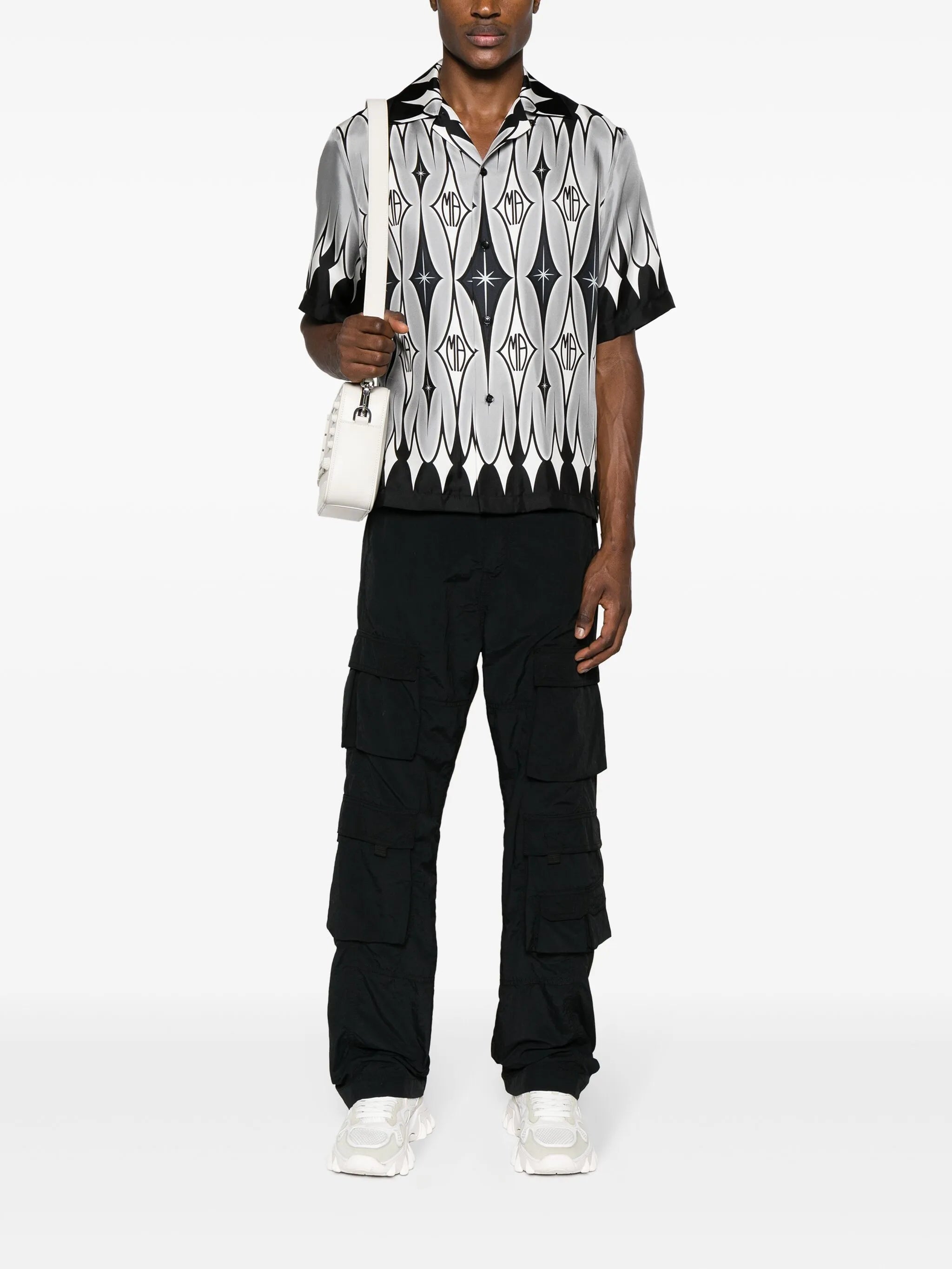 argyle-print silk shirt