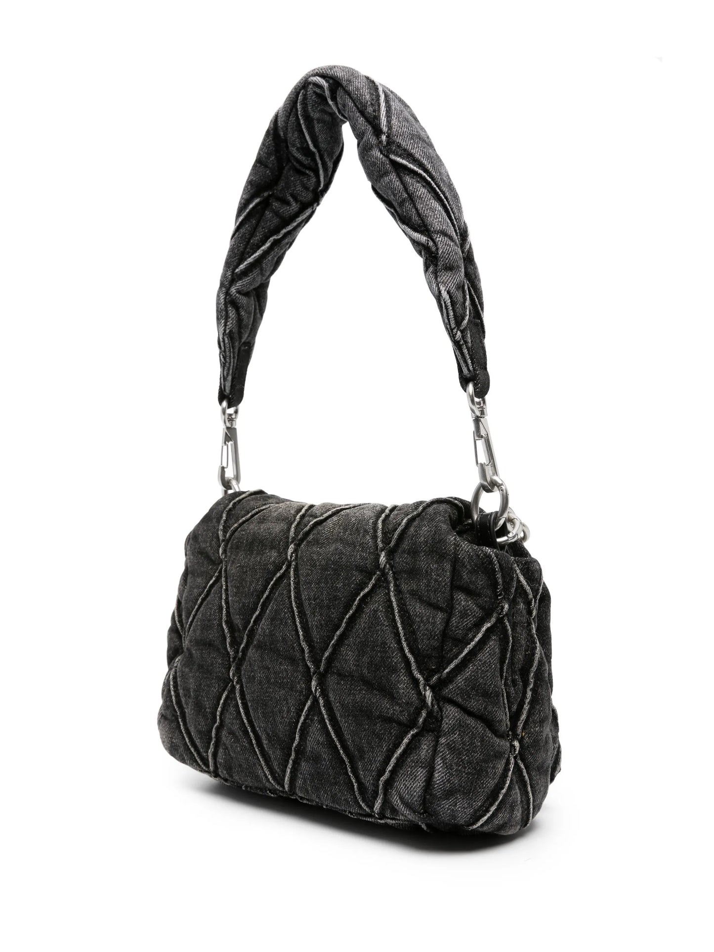 small logo-charm quilted denim bag