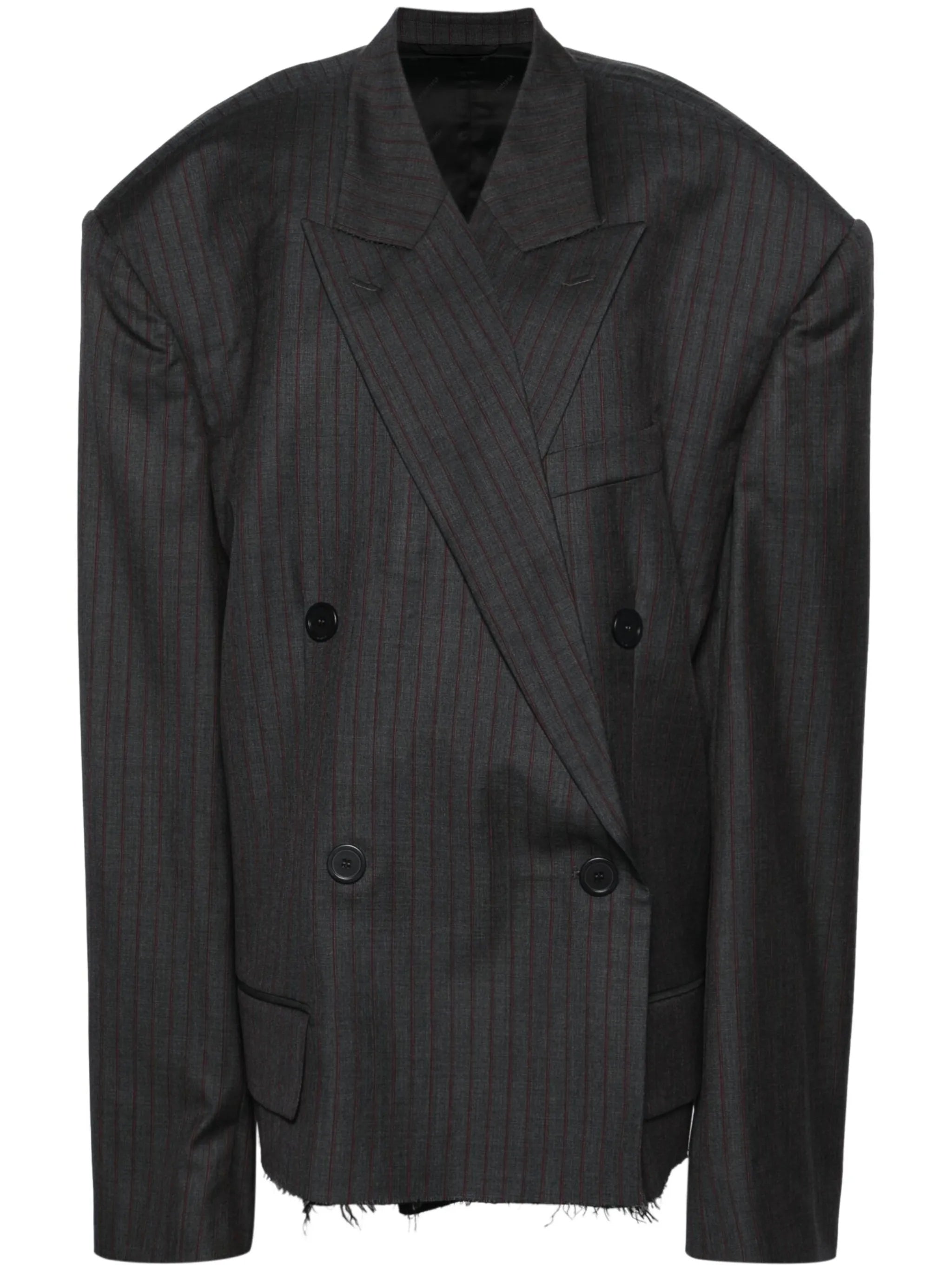 pinstriped double-breasted wool blazer