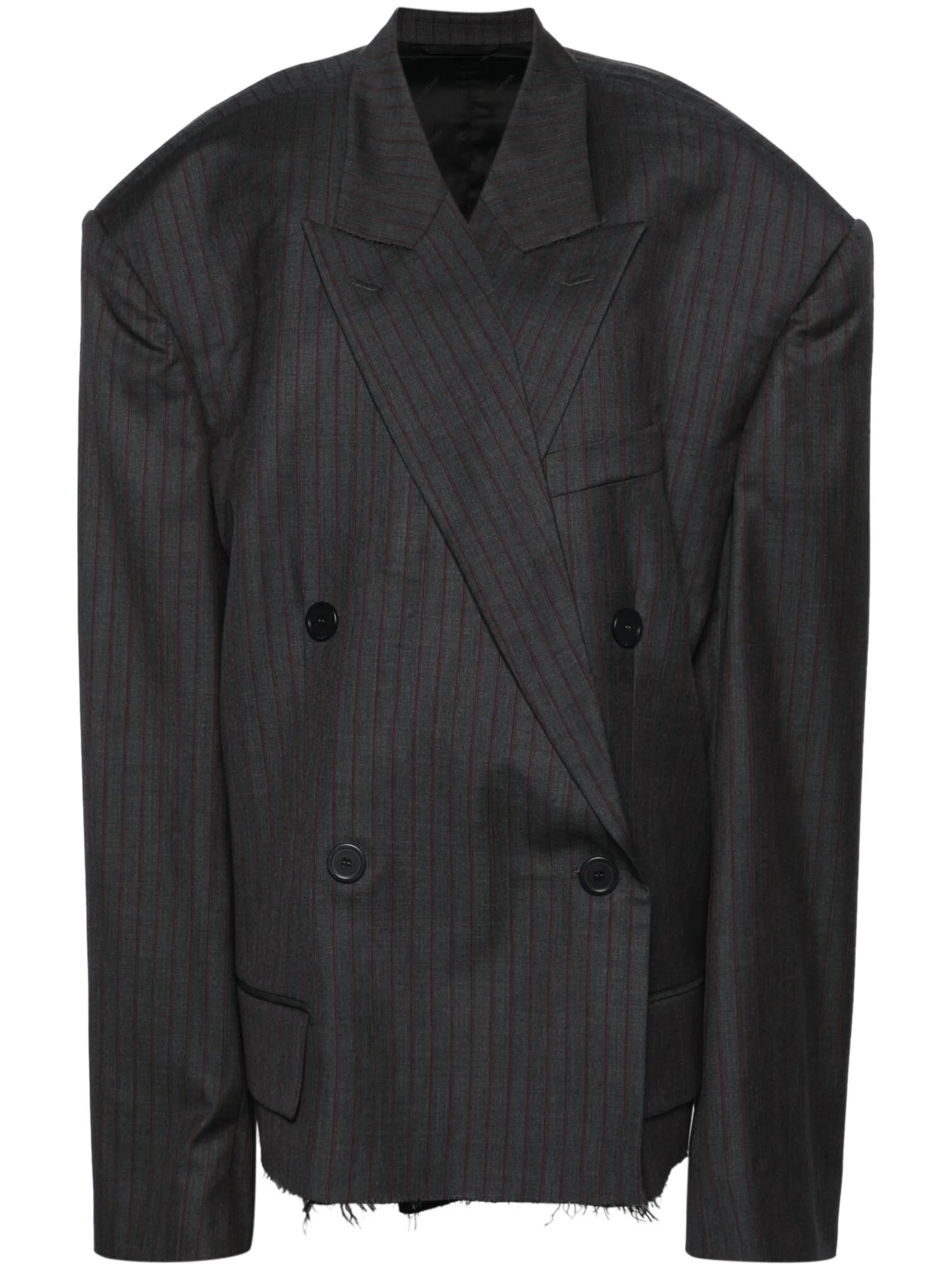 pinstriped double-breasted wool blazer