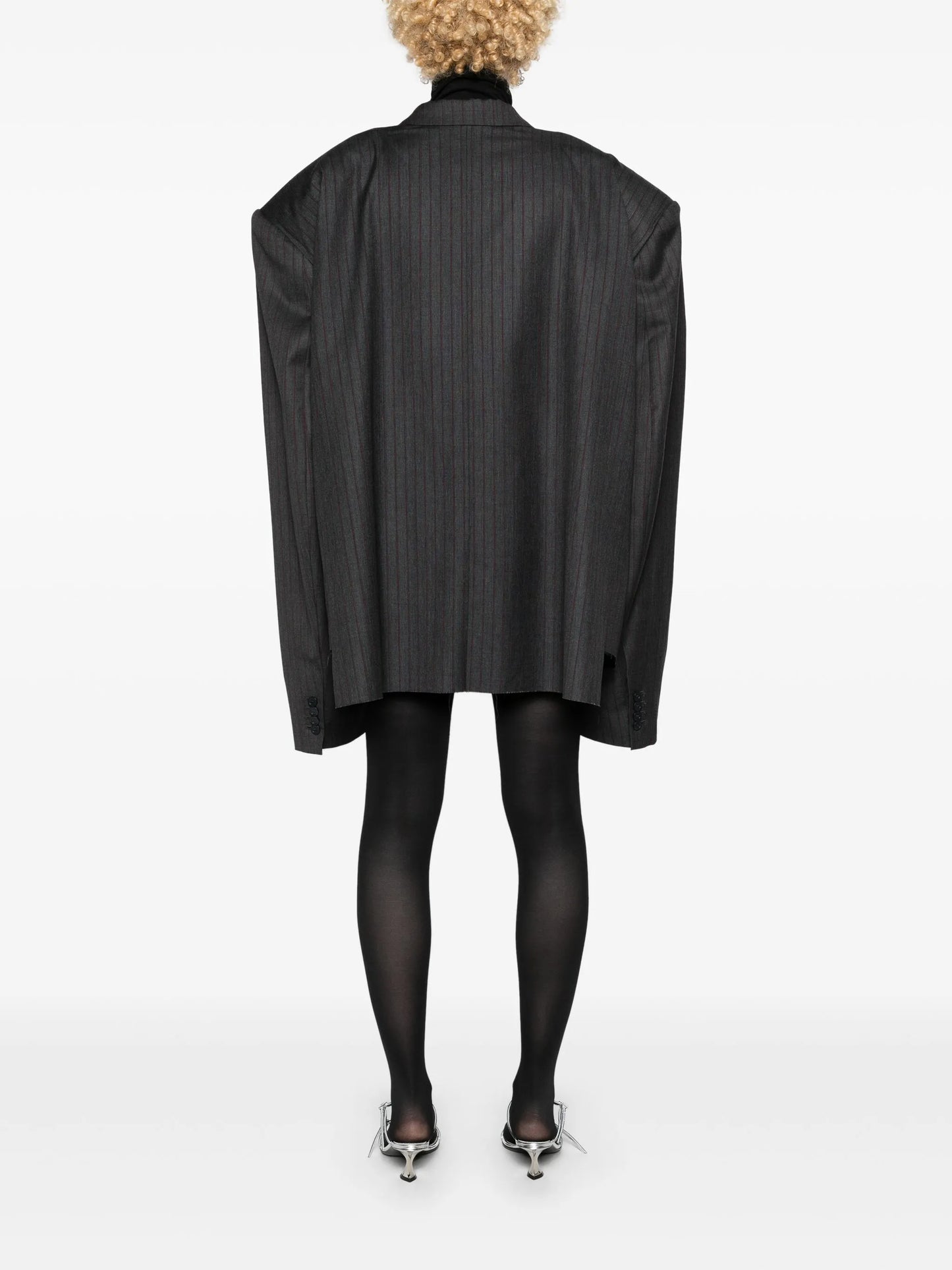 pinstriped double-breasted wool blazer