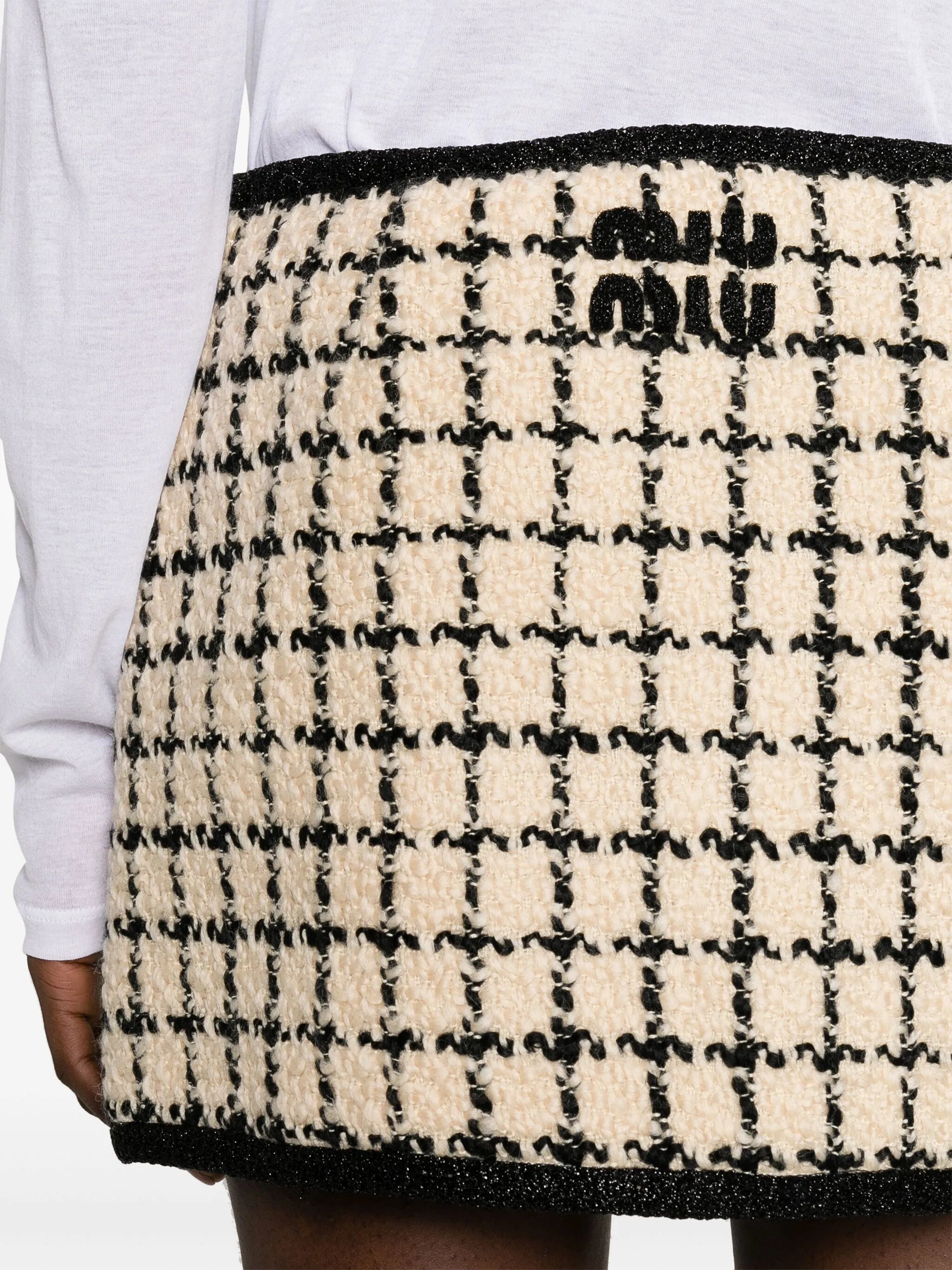 check-pattern tweed miniskirt