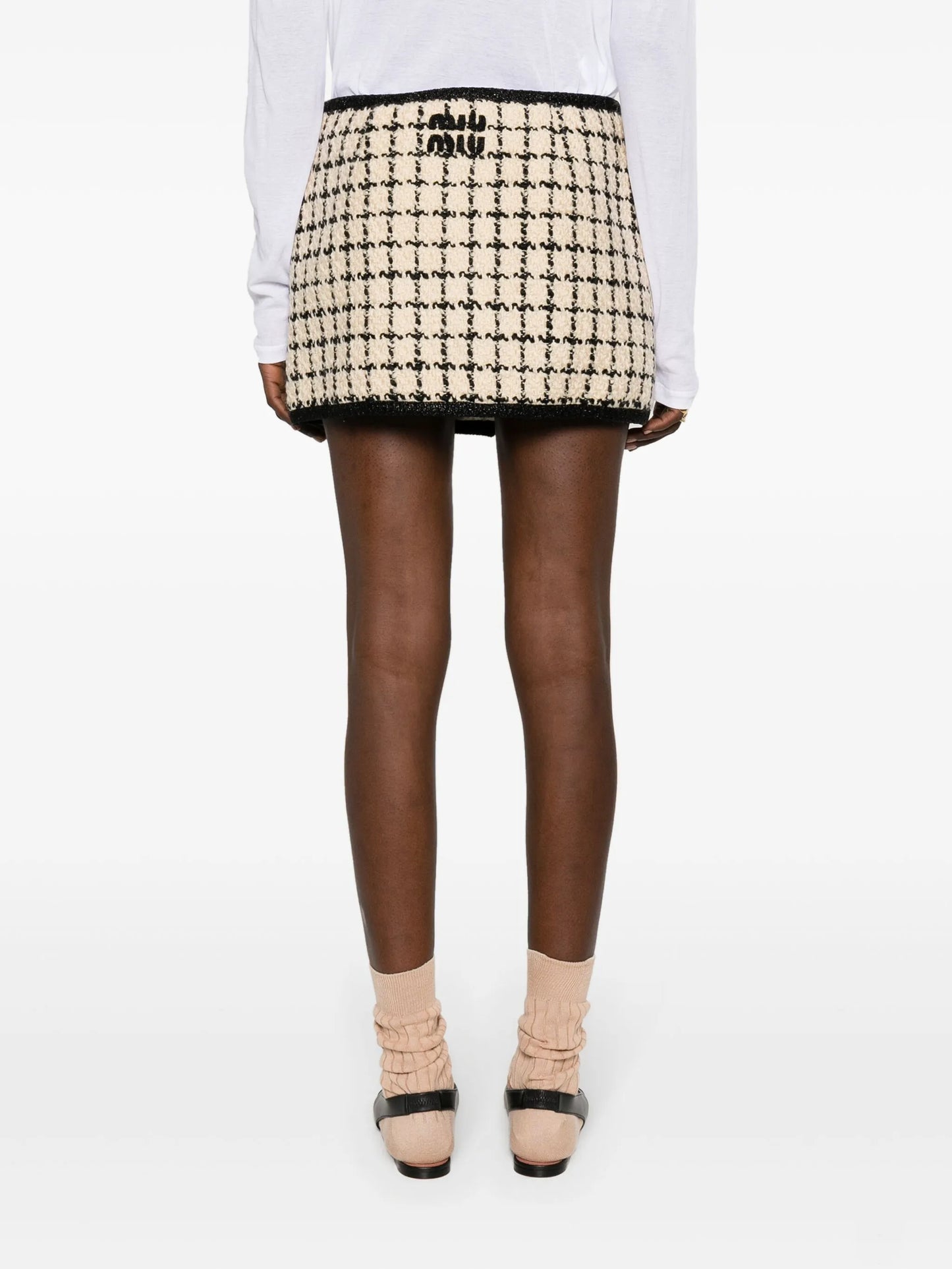 check-pattern tweed miniskirt