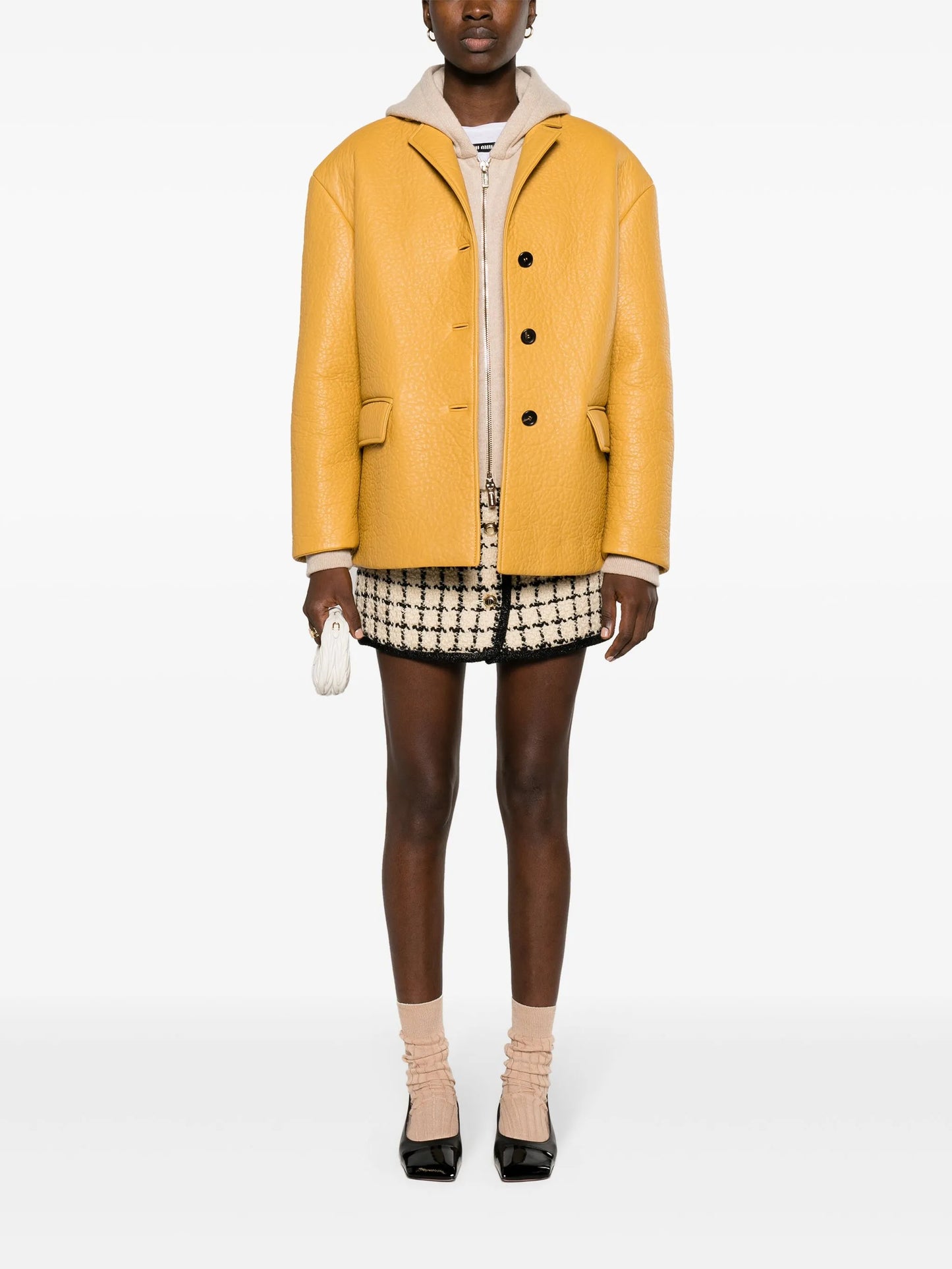 check-pattern tweed miniskirt