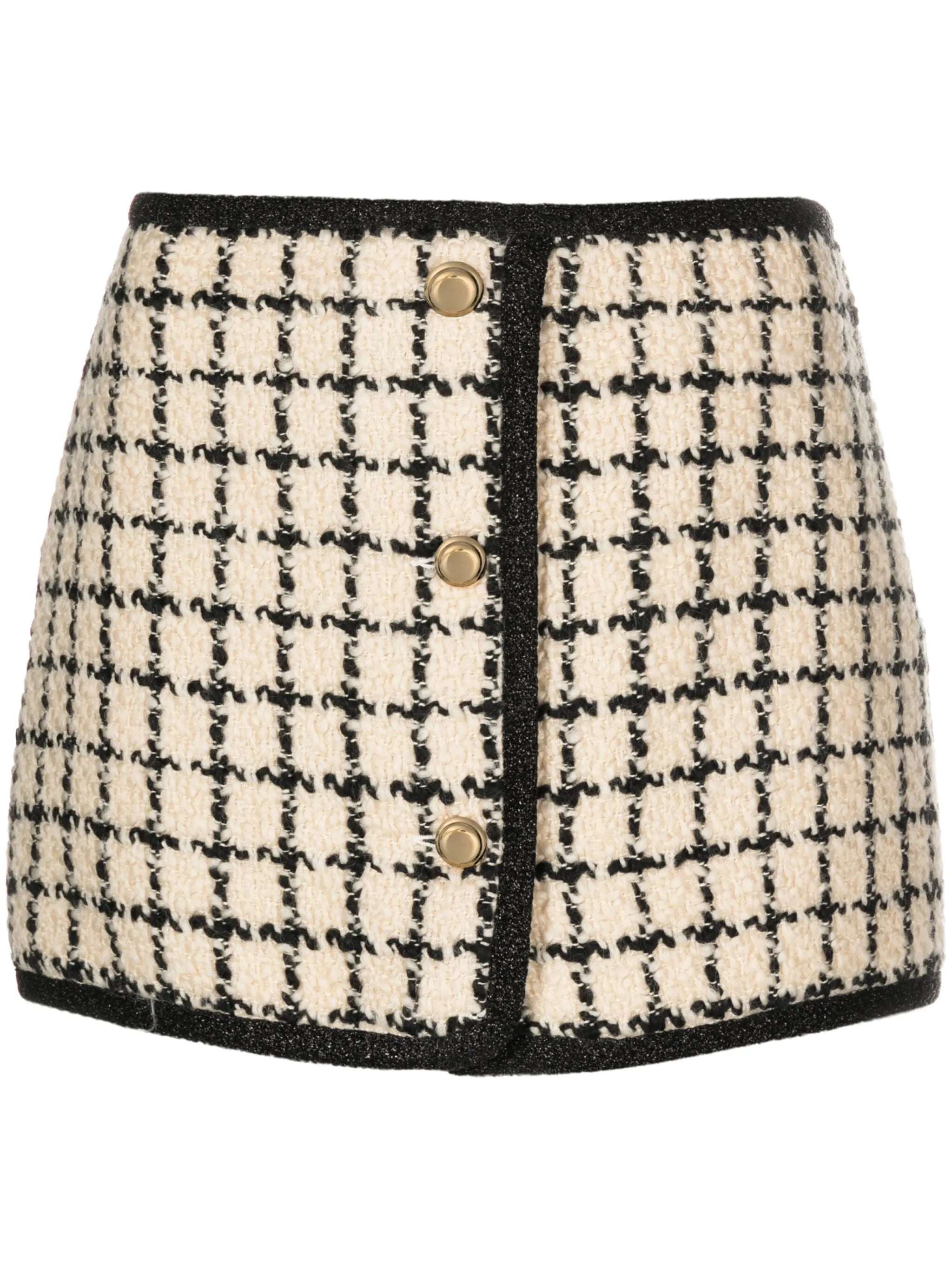 check-pattern tweed miniskirt