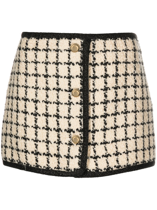 check-pattern tweed miniskirt