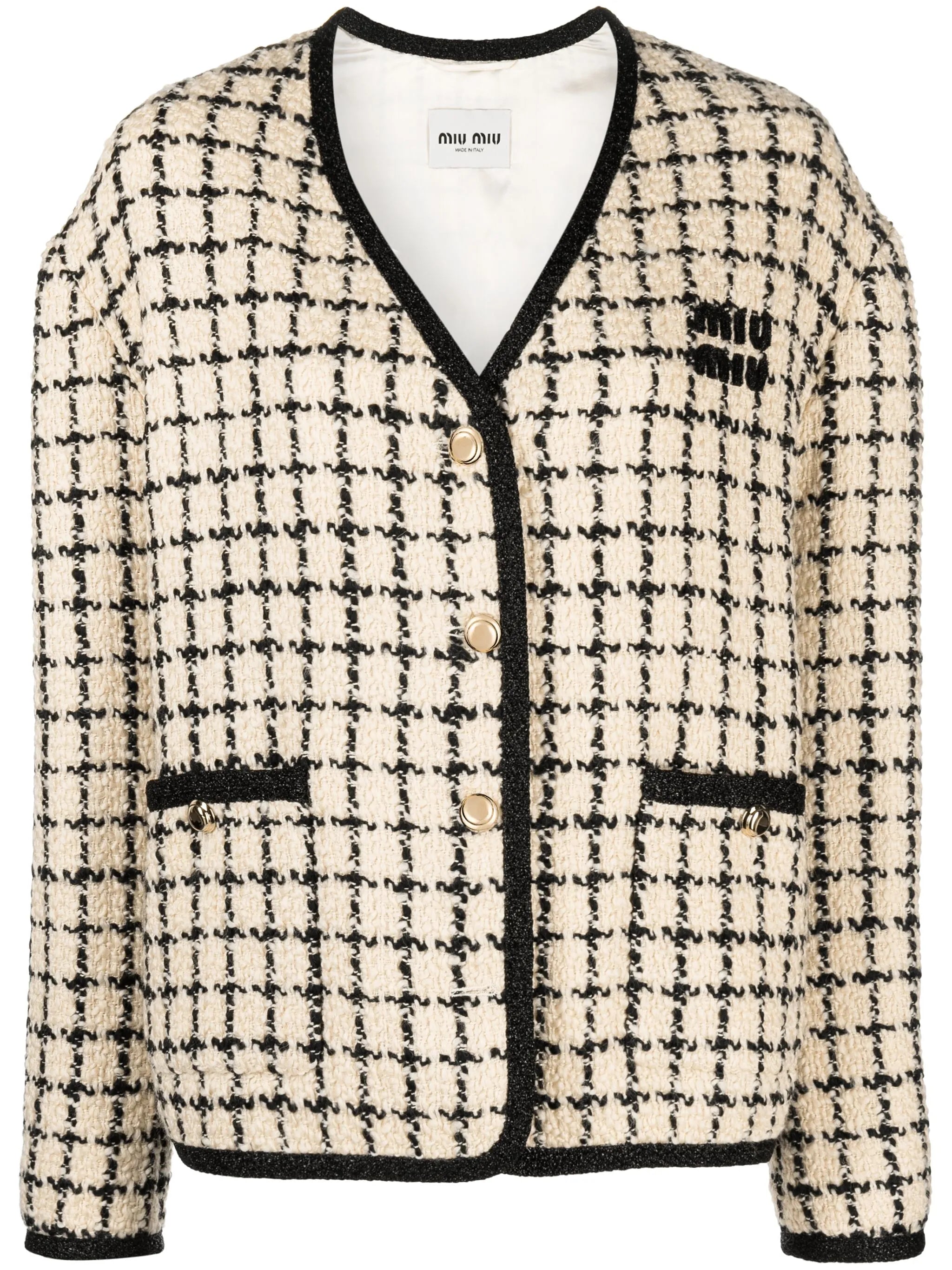 check-pattern tweed jacket