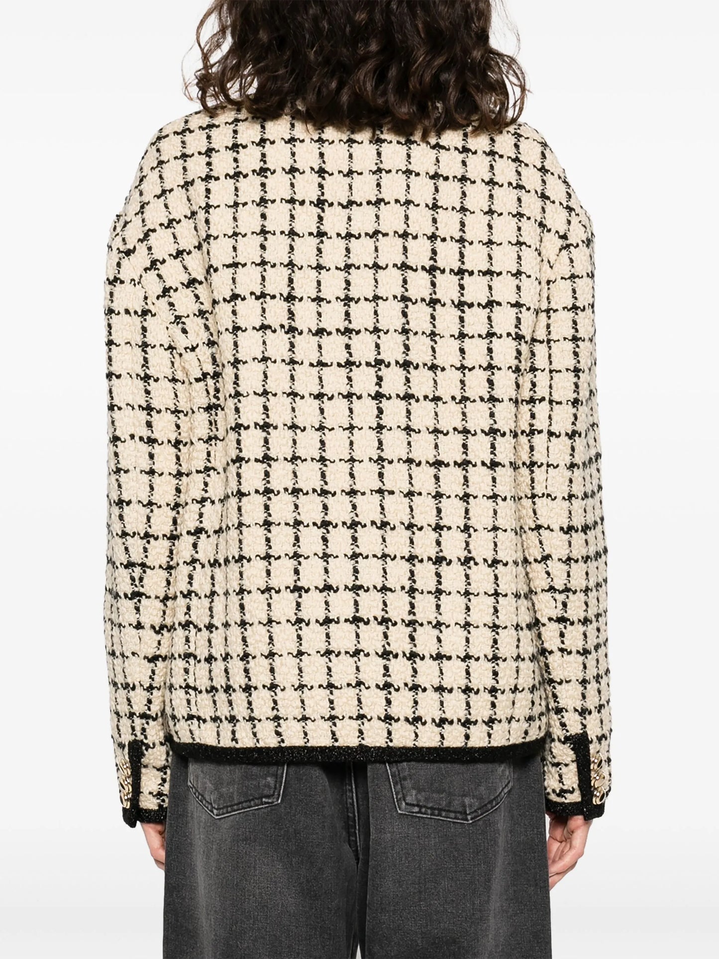 check-pattern tweed jacket