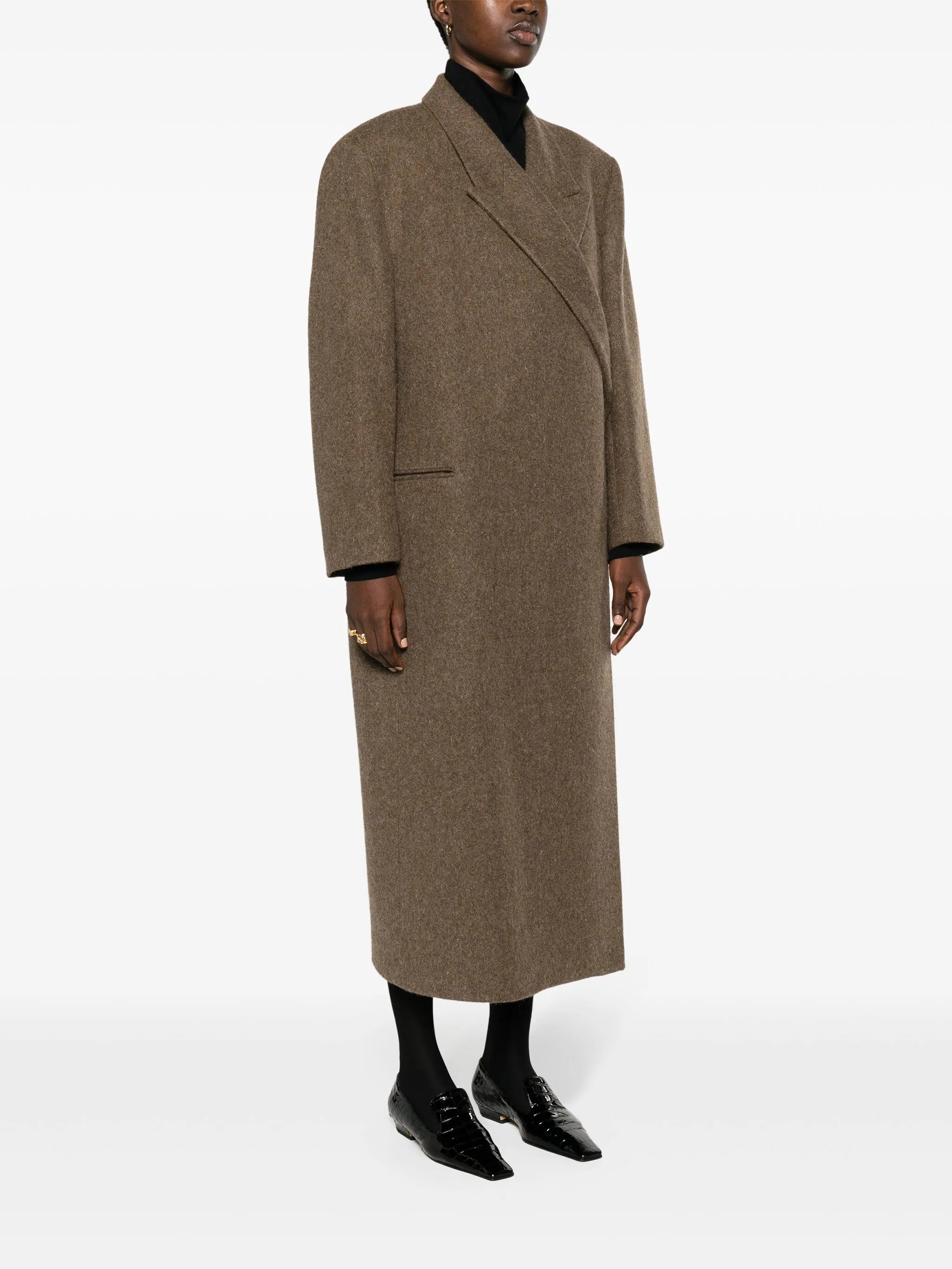 peak-lapels wool coat