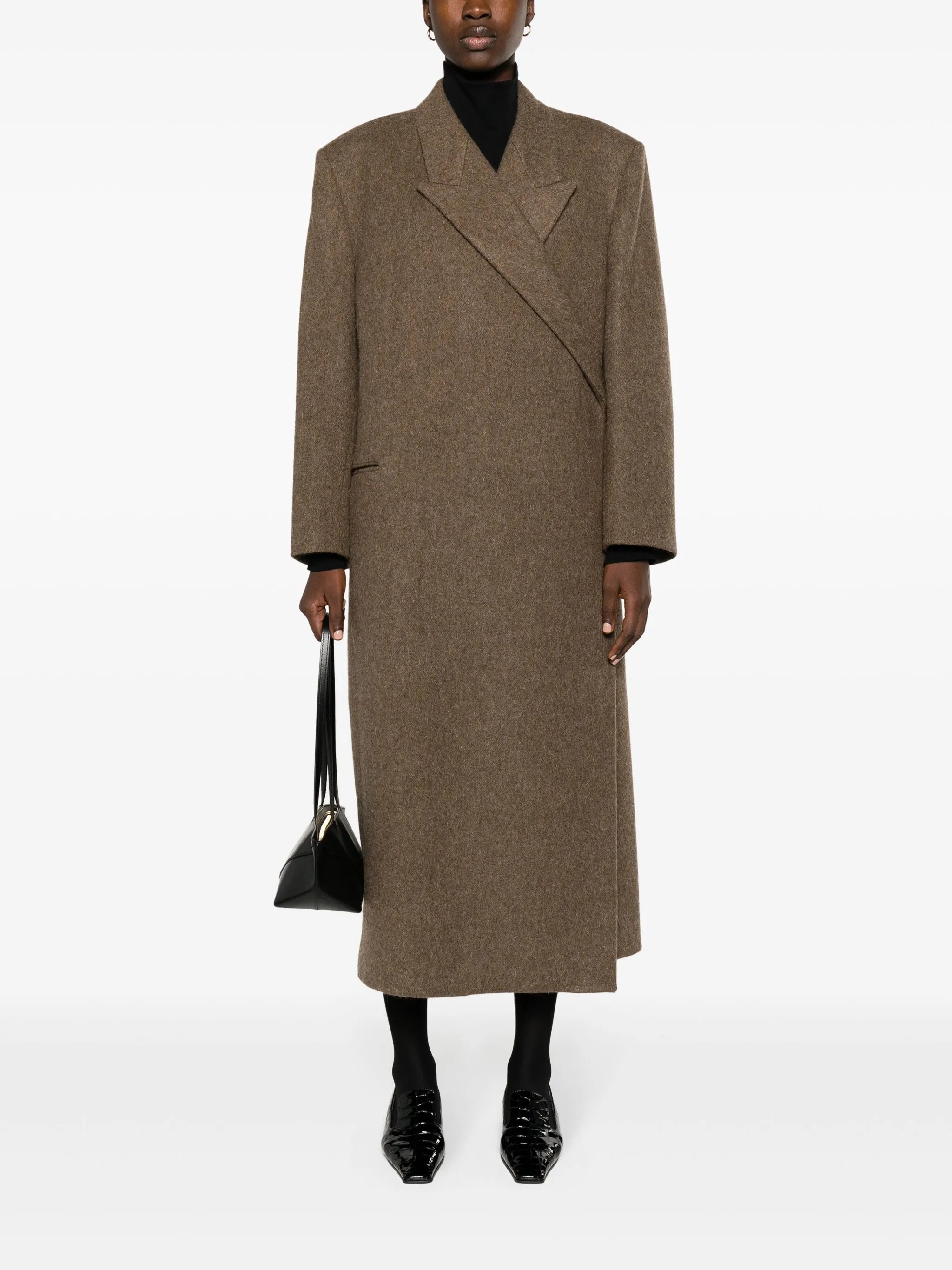peak-lapels wool coat