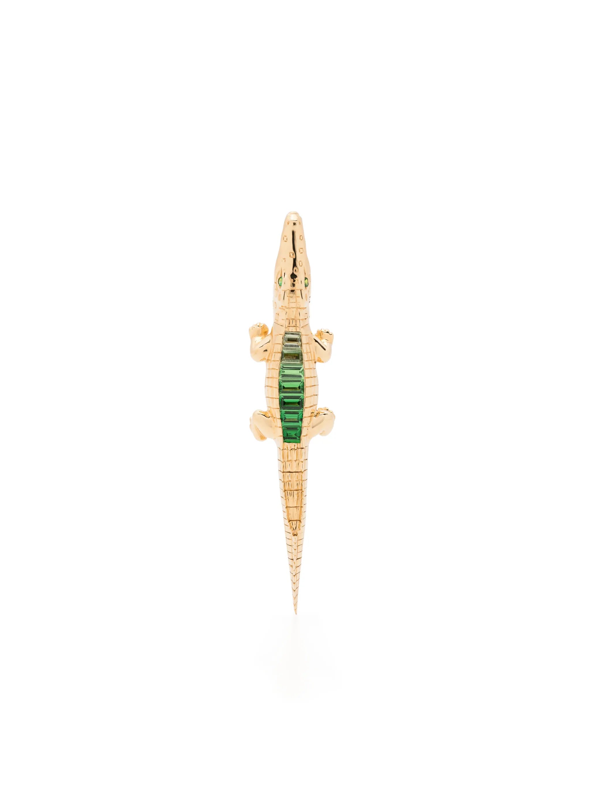 18kt yellow gold Alligator Bite tsavorite single earring