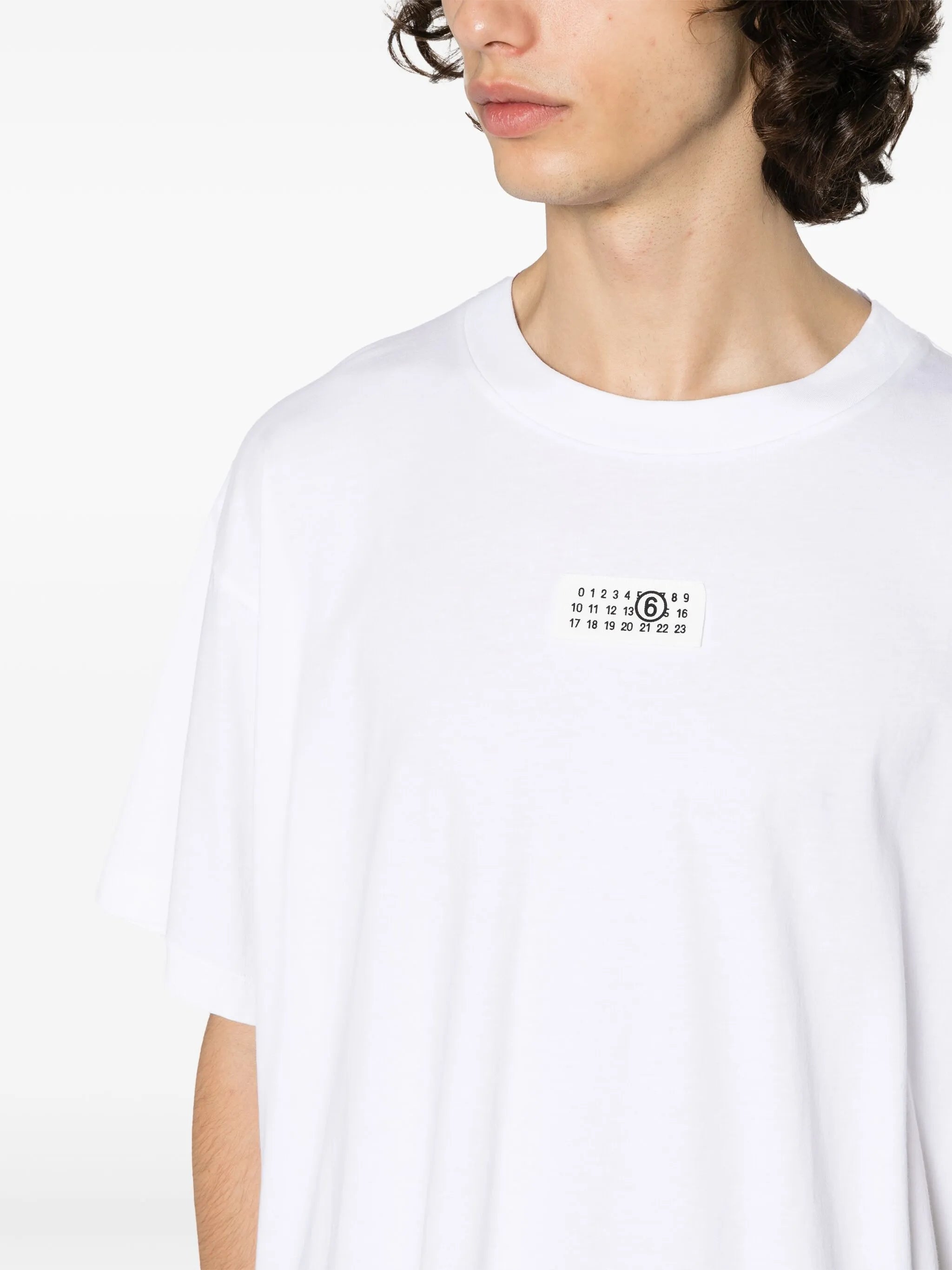 numbers motif-patch cotton T-shirt