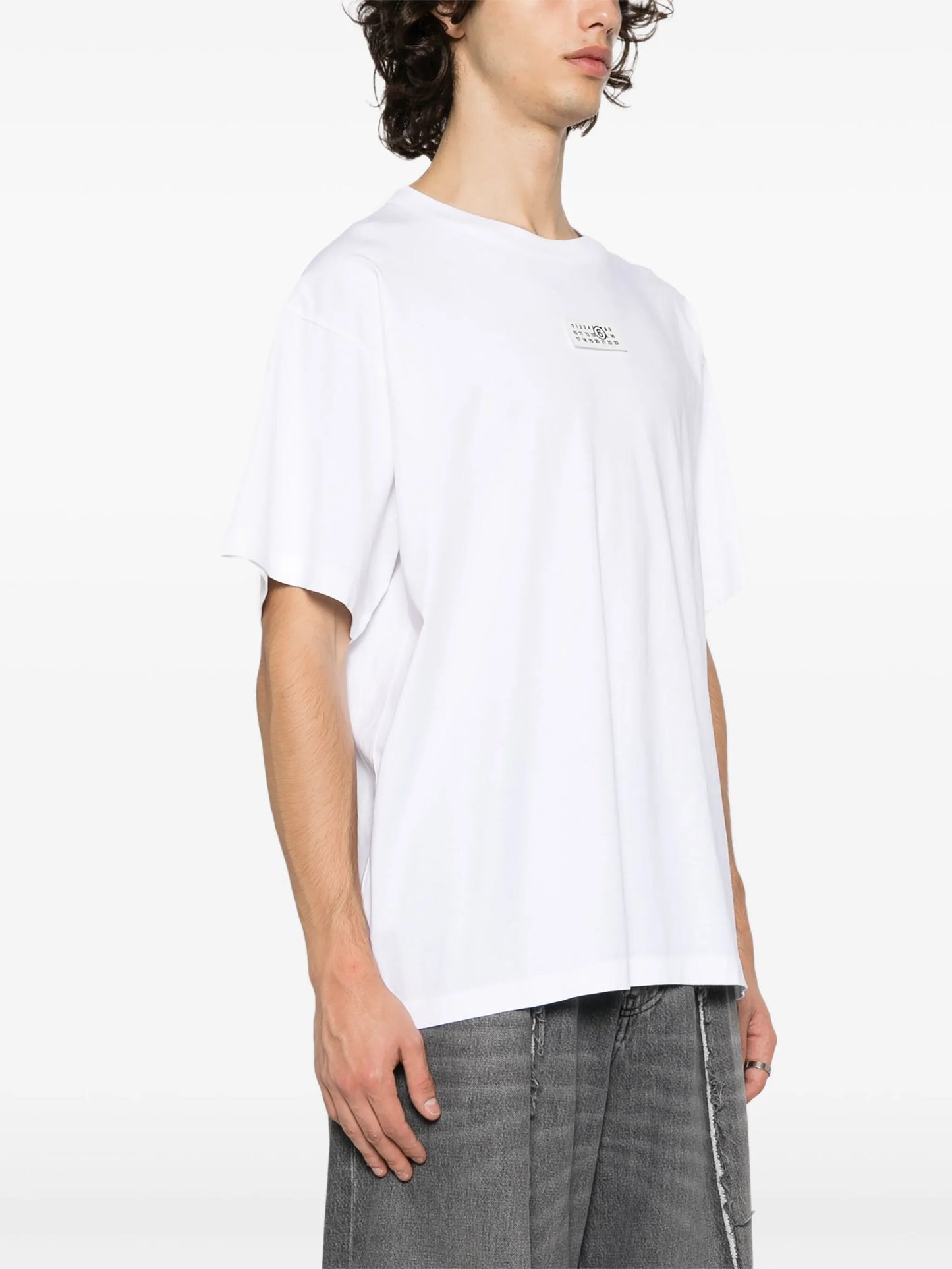 numbers motif-patch cotton T-shirt