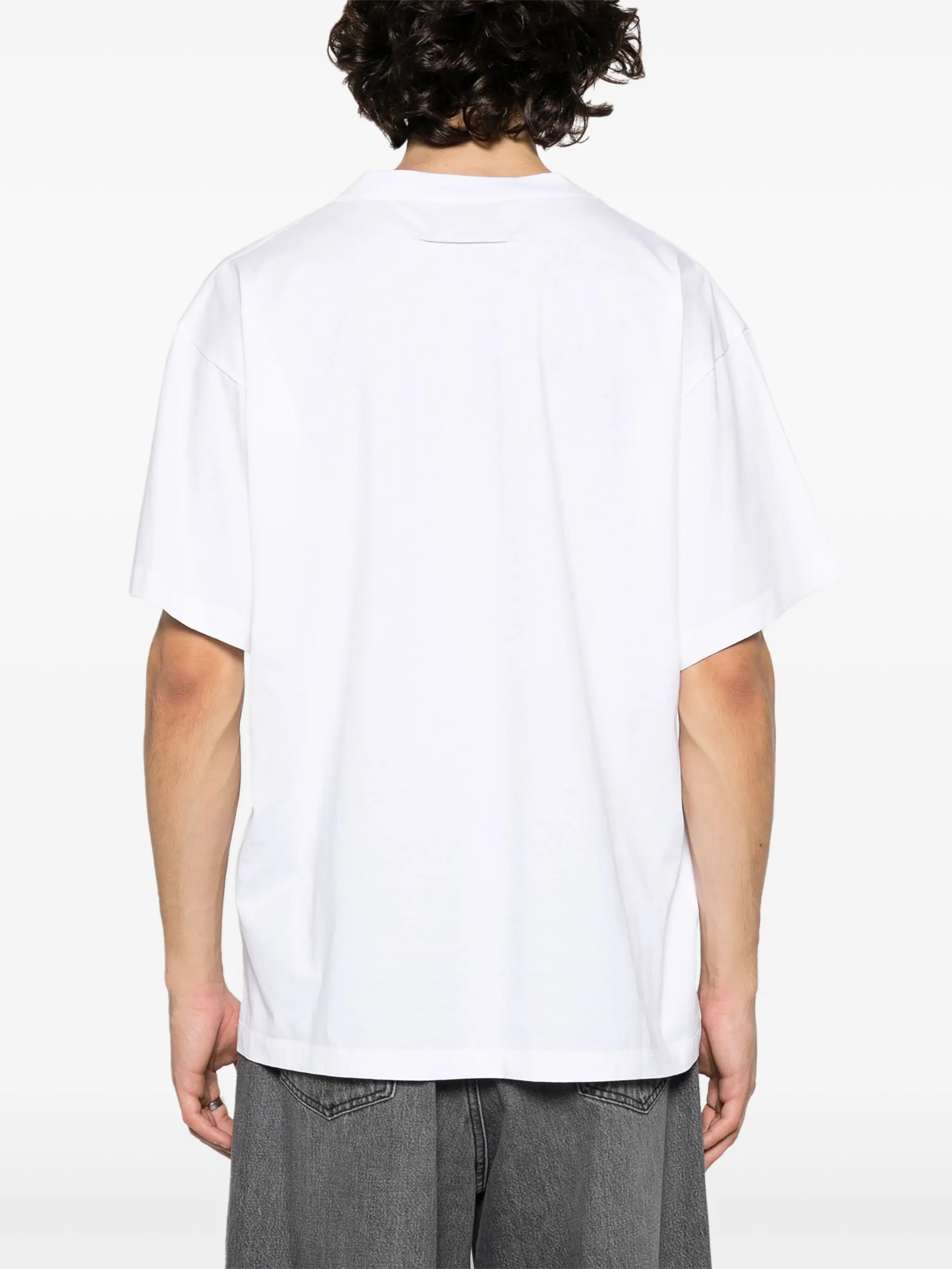 numbers motif-patch cotton T-shirt