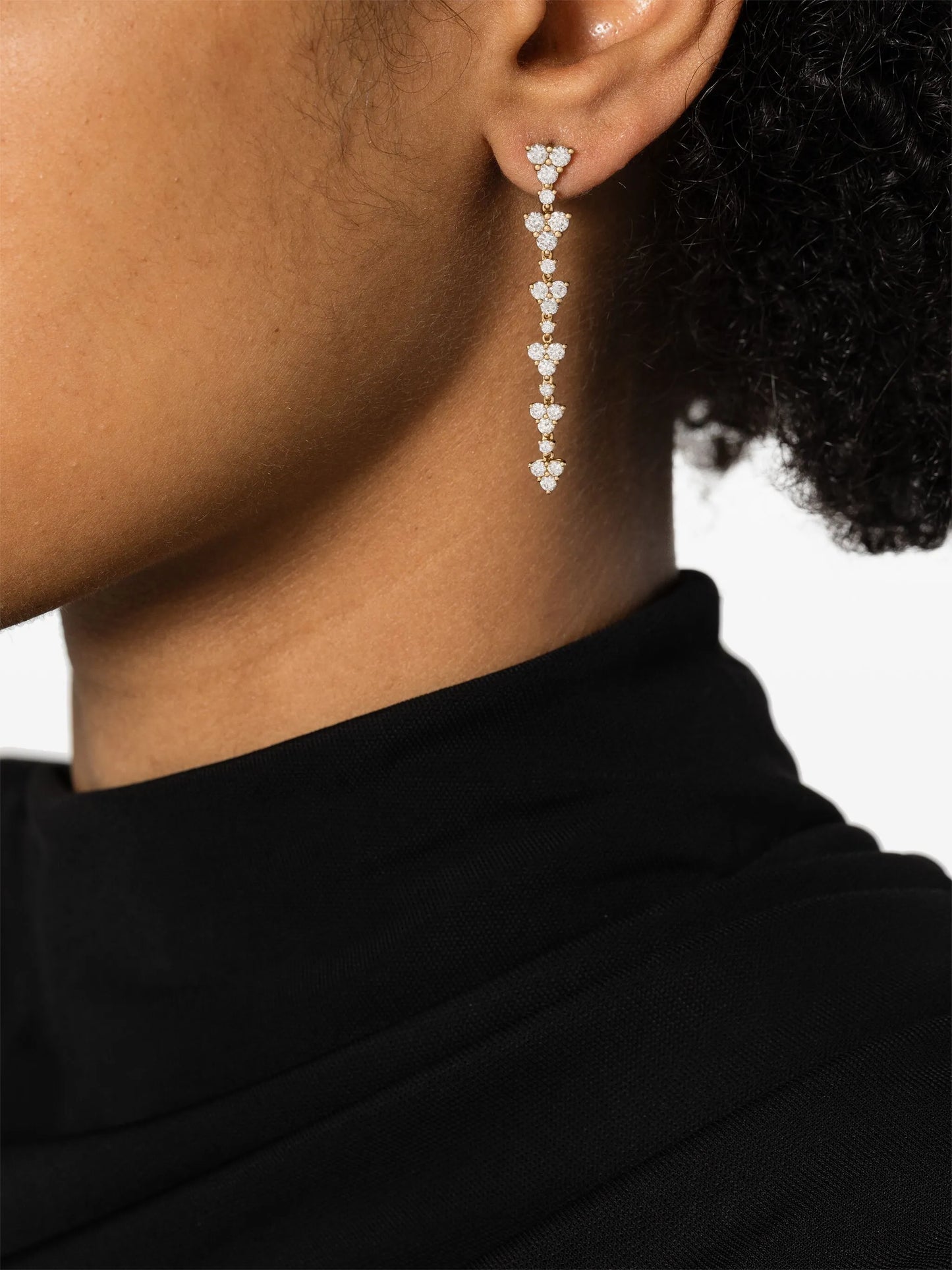 18k yellow gold Eternity diamond short drop earrings