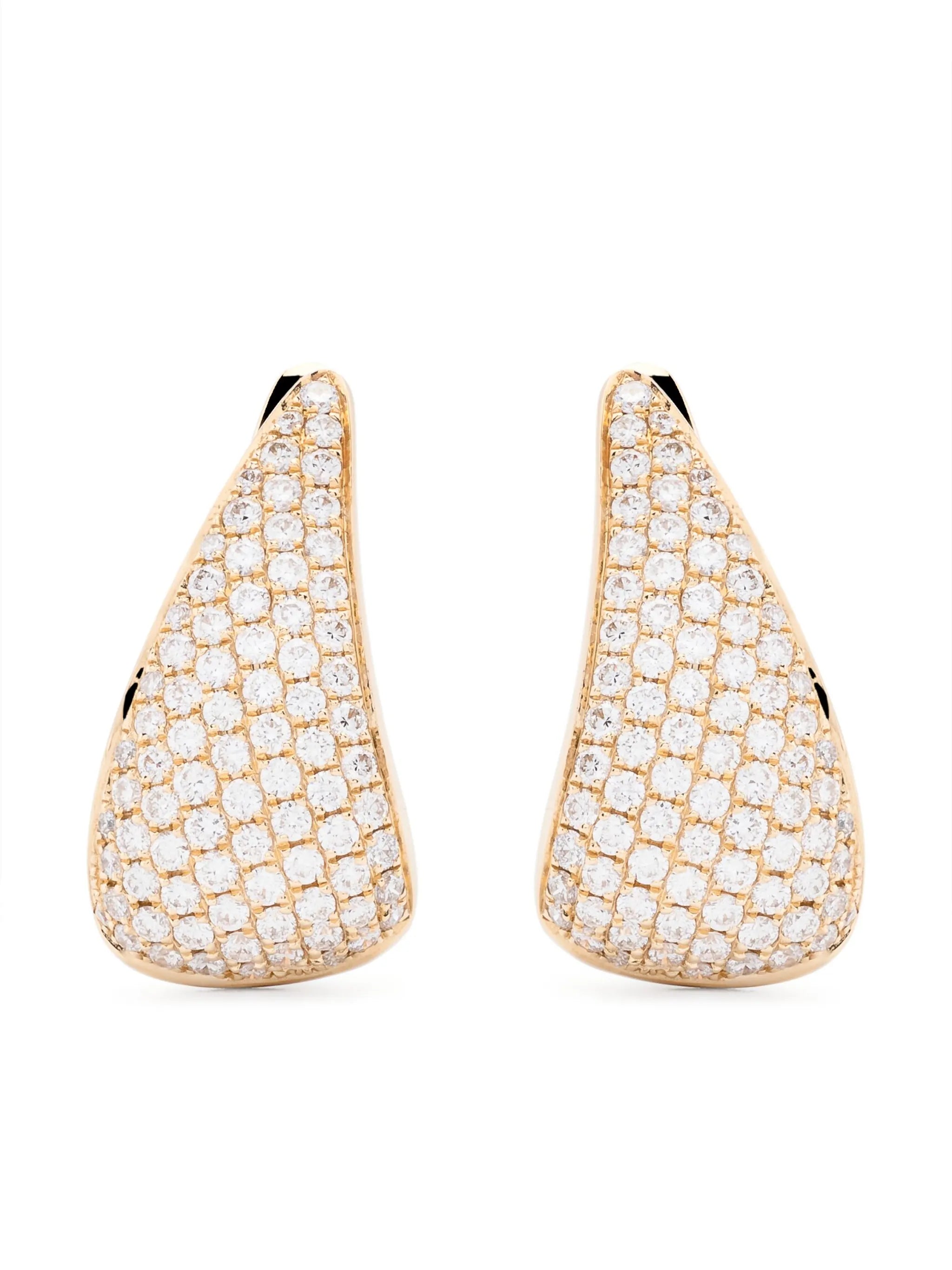 18kt yellow gold Claw diamond earrings