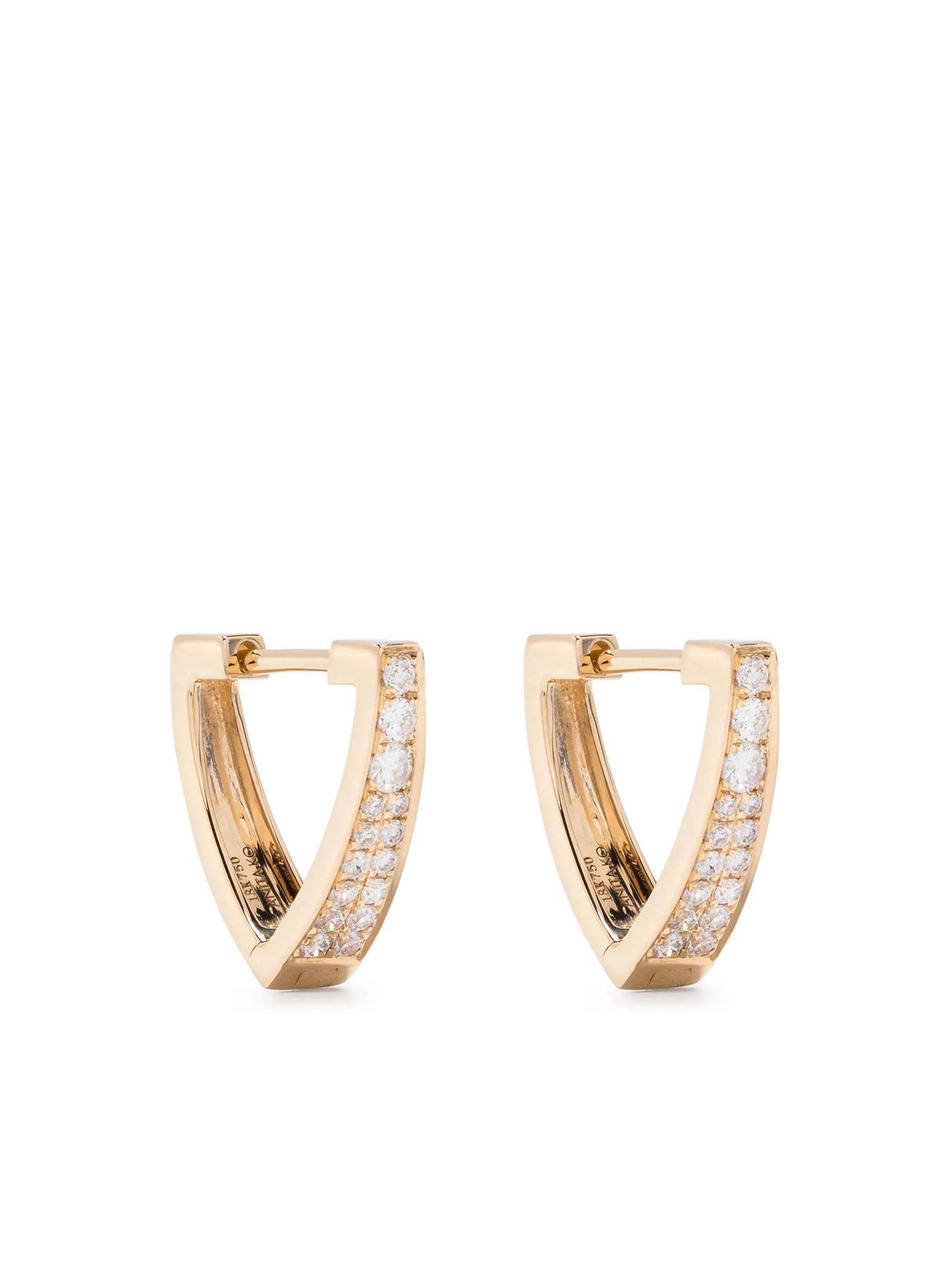 18kt yellow gold Triangle diamond huggie hoops