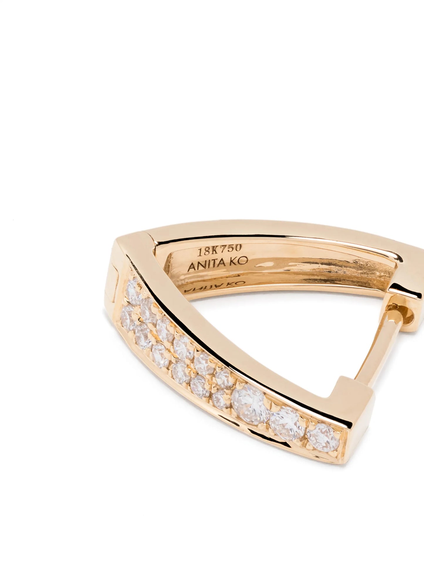 18kt yellow gold Triangle diamond huggie hoops