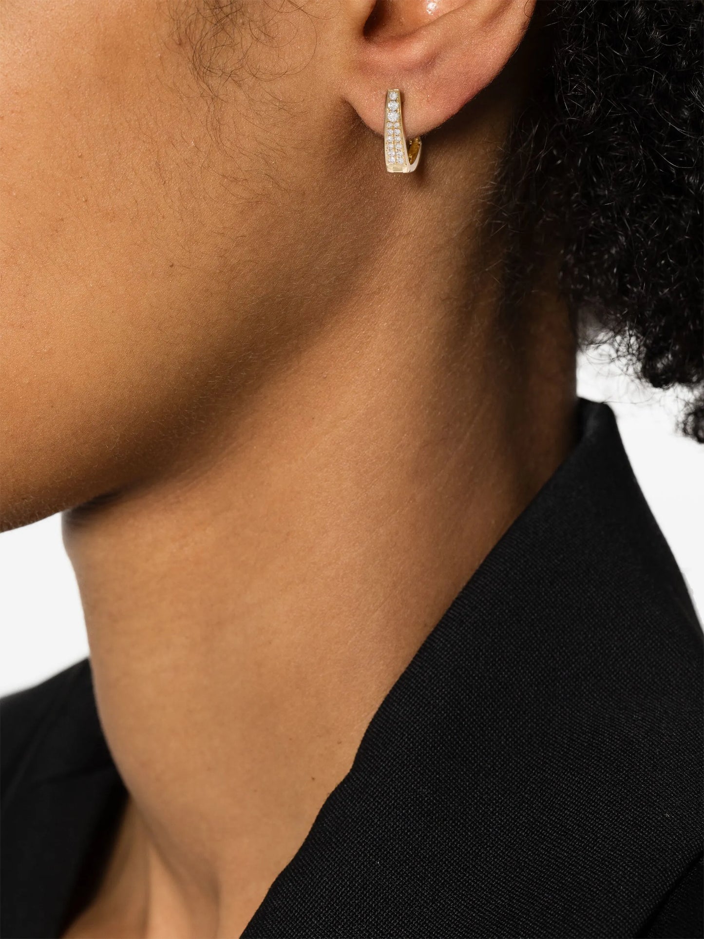 18kt yellow gold Triangle diamond huggie hoops