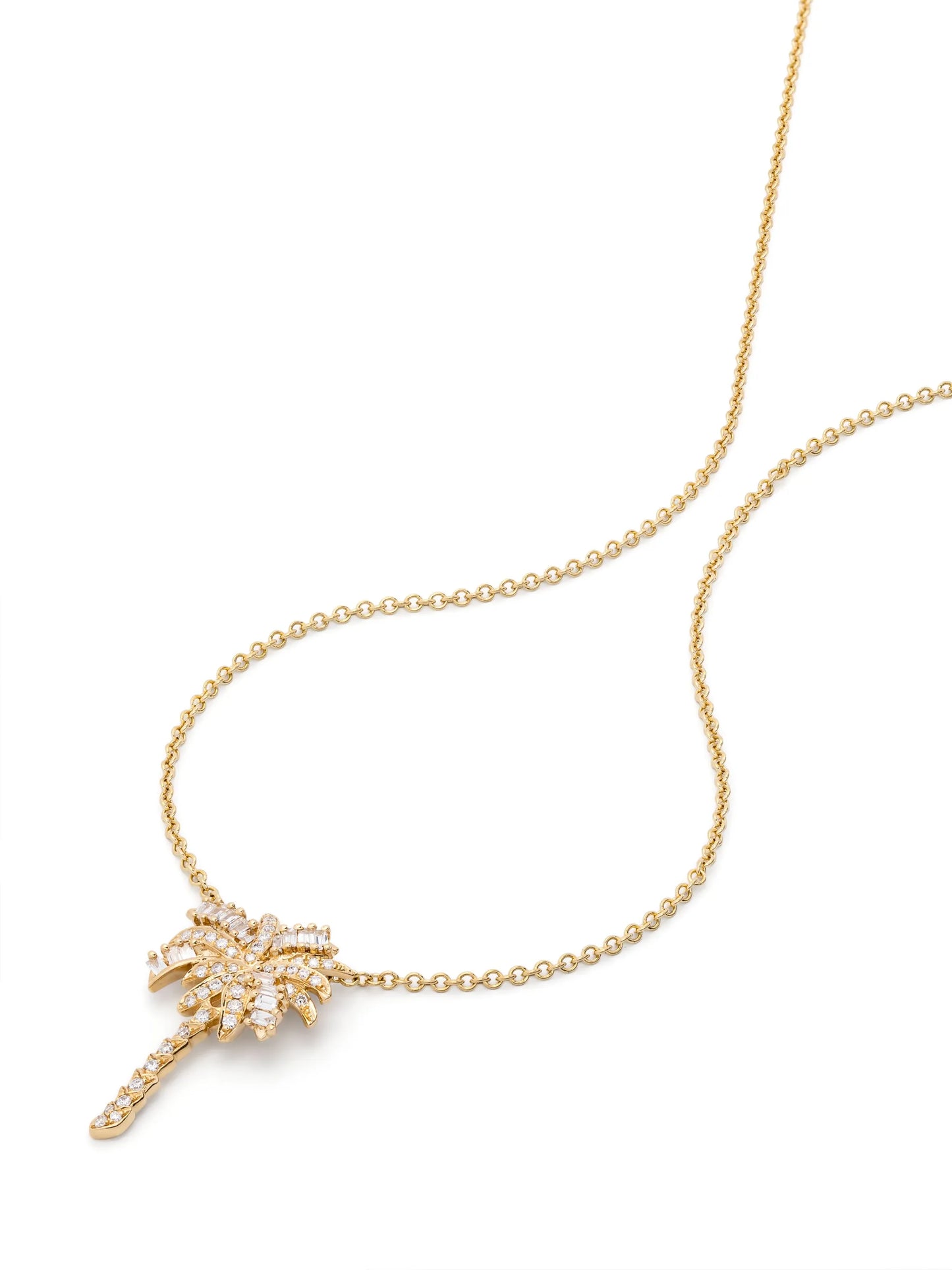 18kt yellow gold Palm Tree diamond necklace