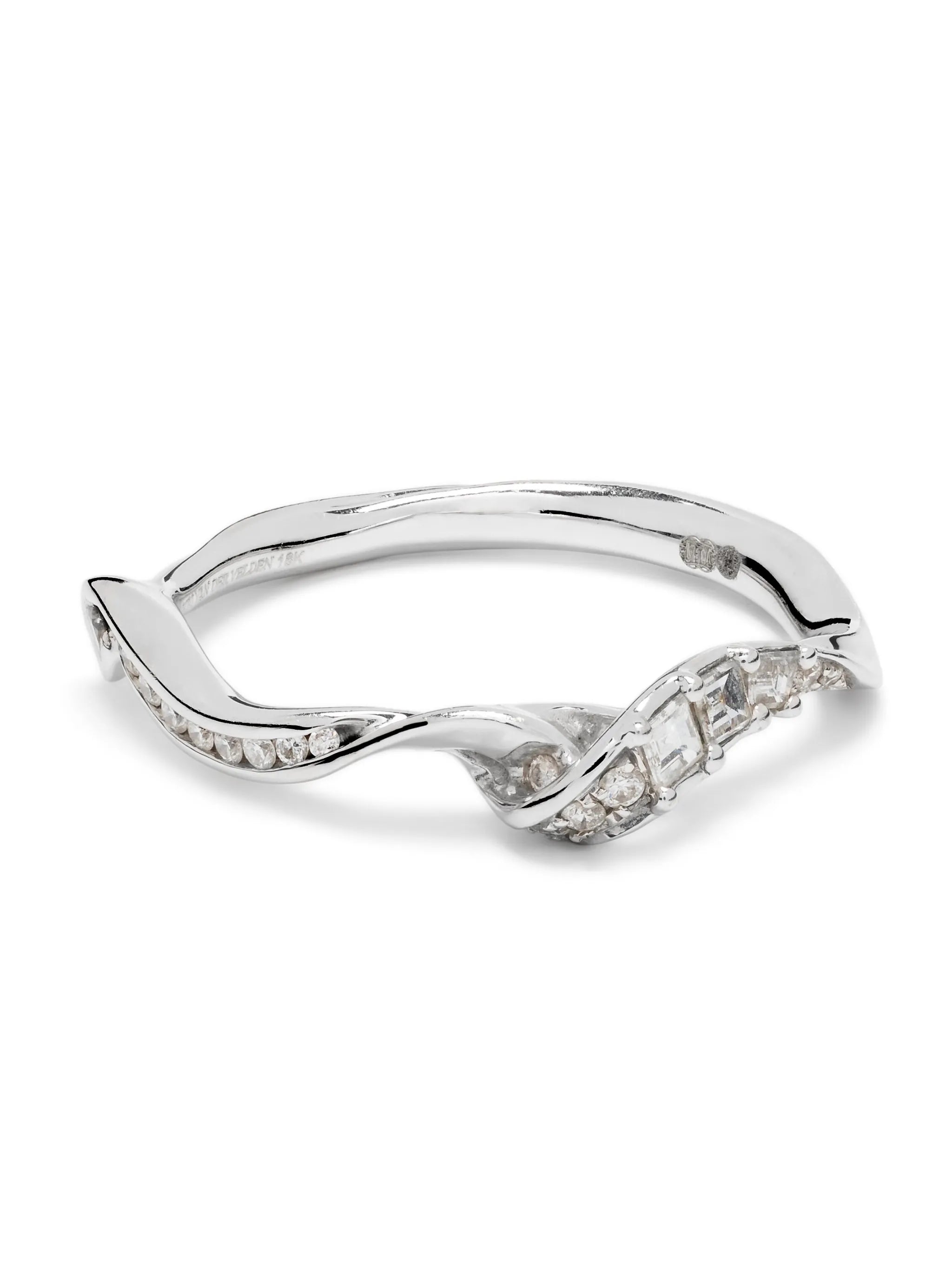 18kt white gold Swirl diamond stackable ring