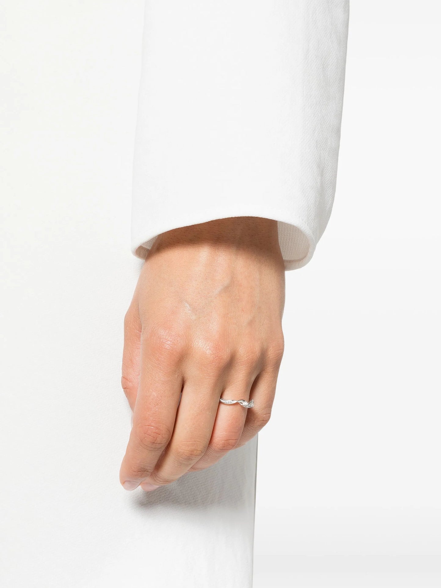 18kt white gold Swirl diamond stackable ring