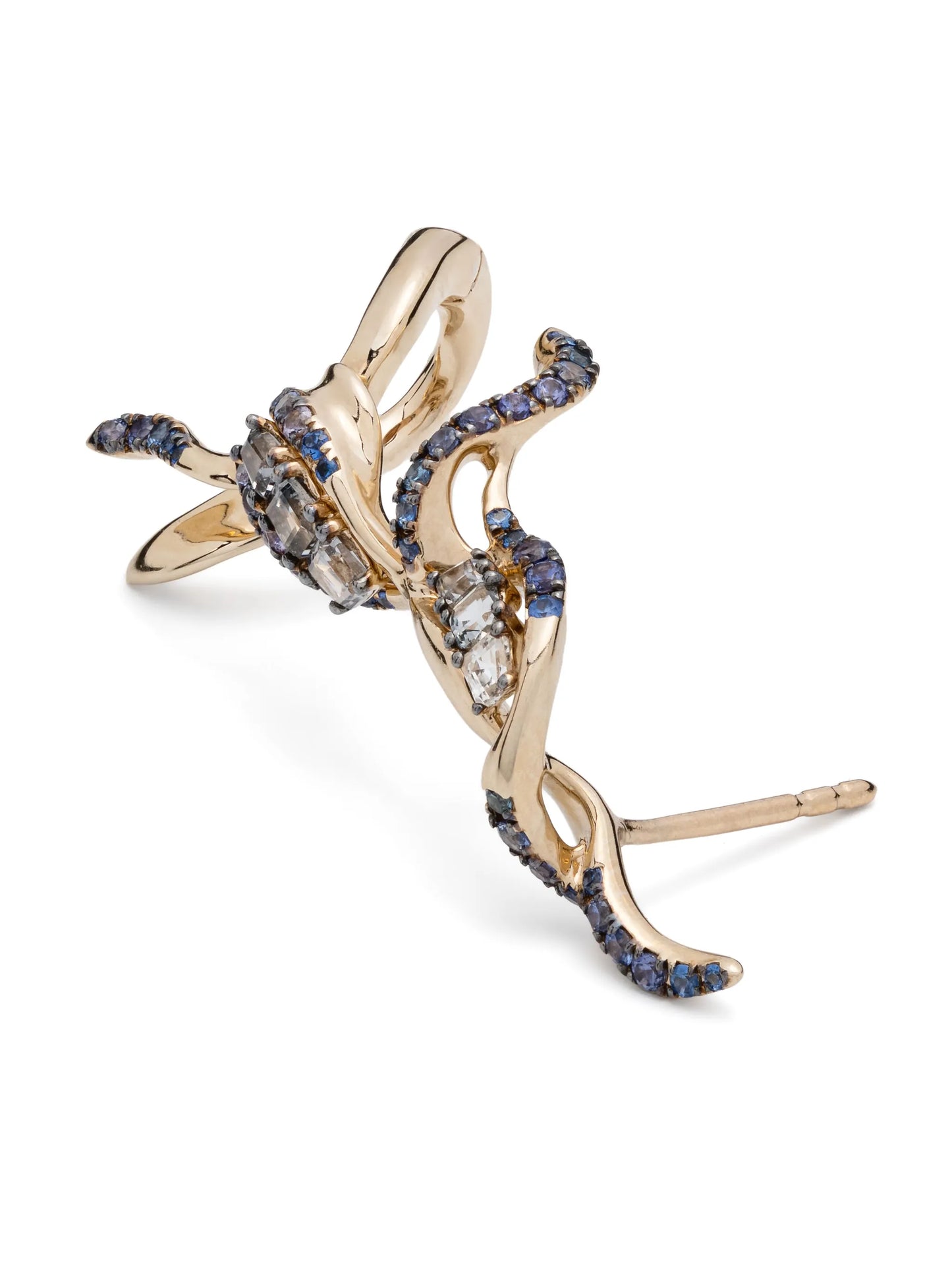 18kt white gold Puff multi-stone ear climber