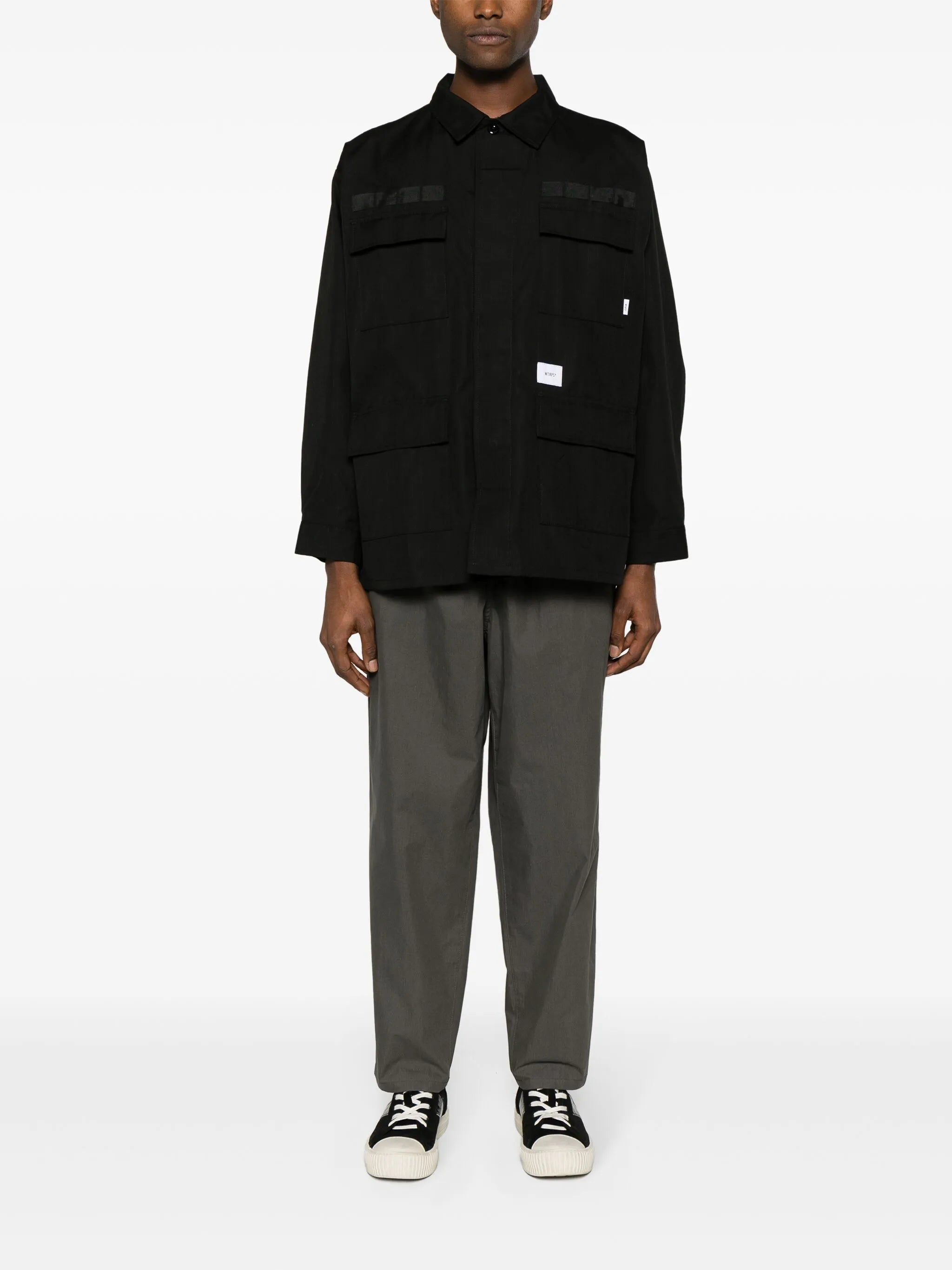 logo-buckle wide-leg trousers