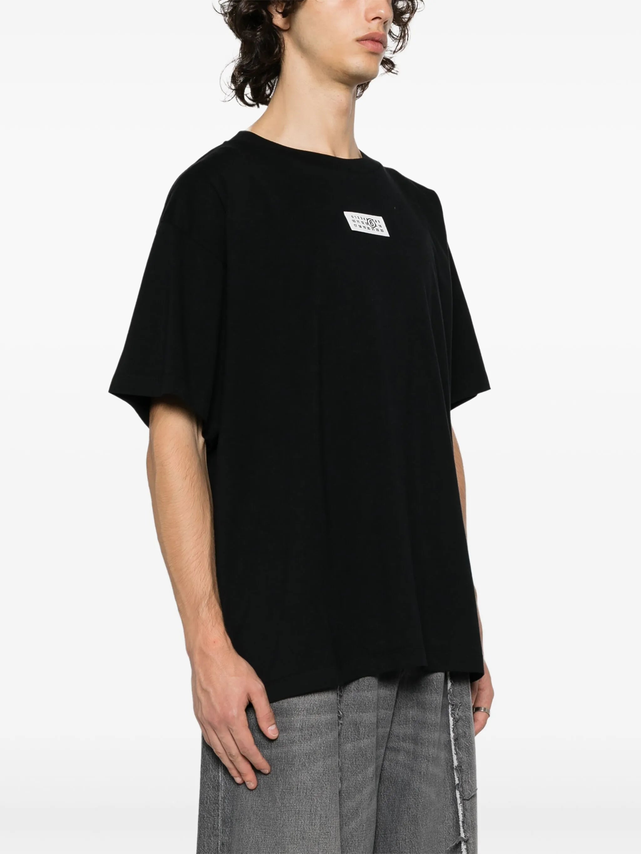 numbers motif-patch cotton T-shirt