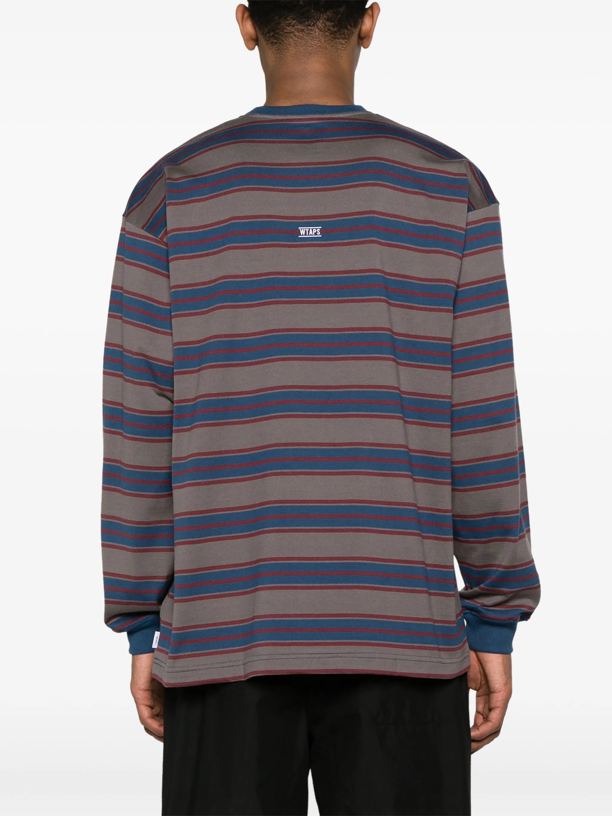 logo-embroidered striped T-shirt