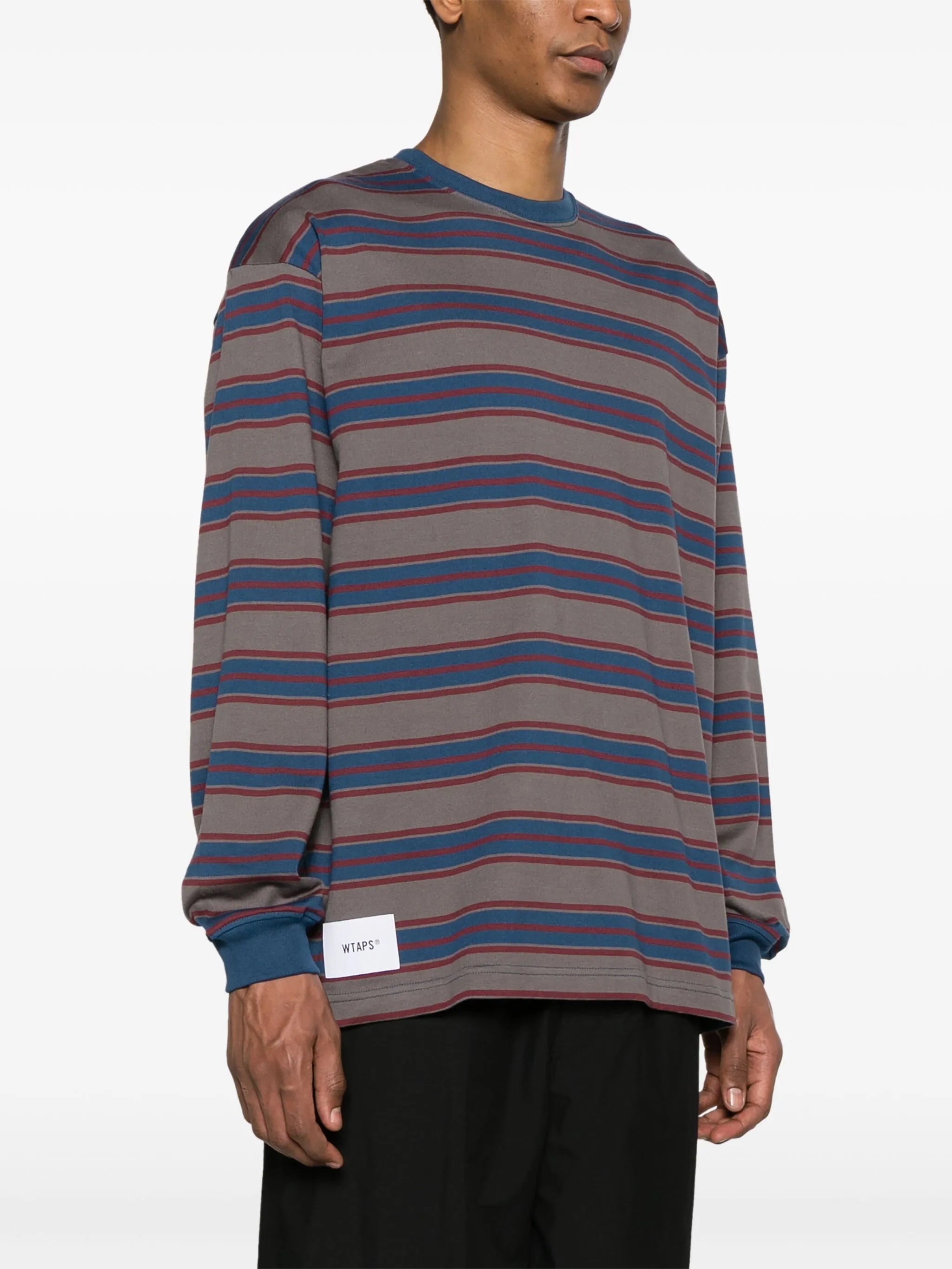 logo-embroidered striped T-shirt