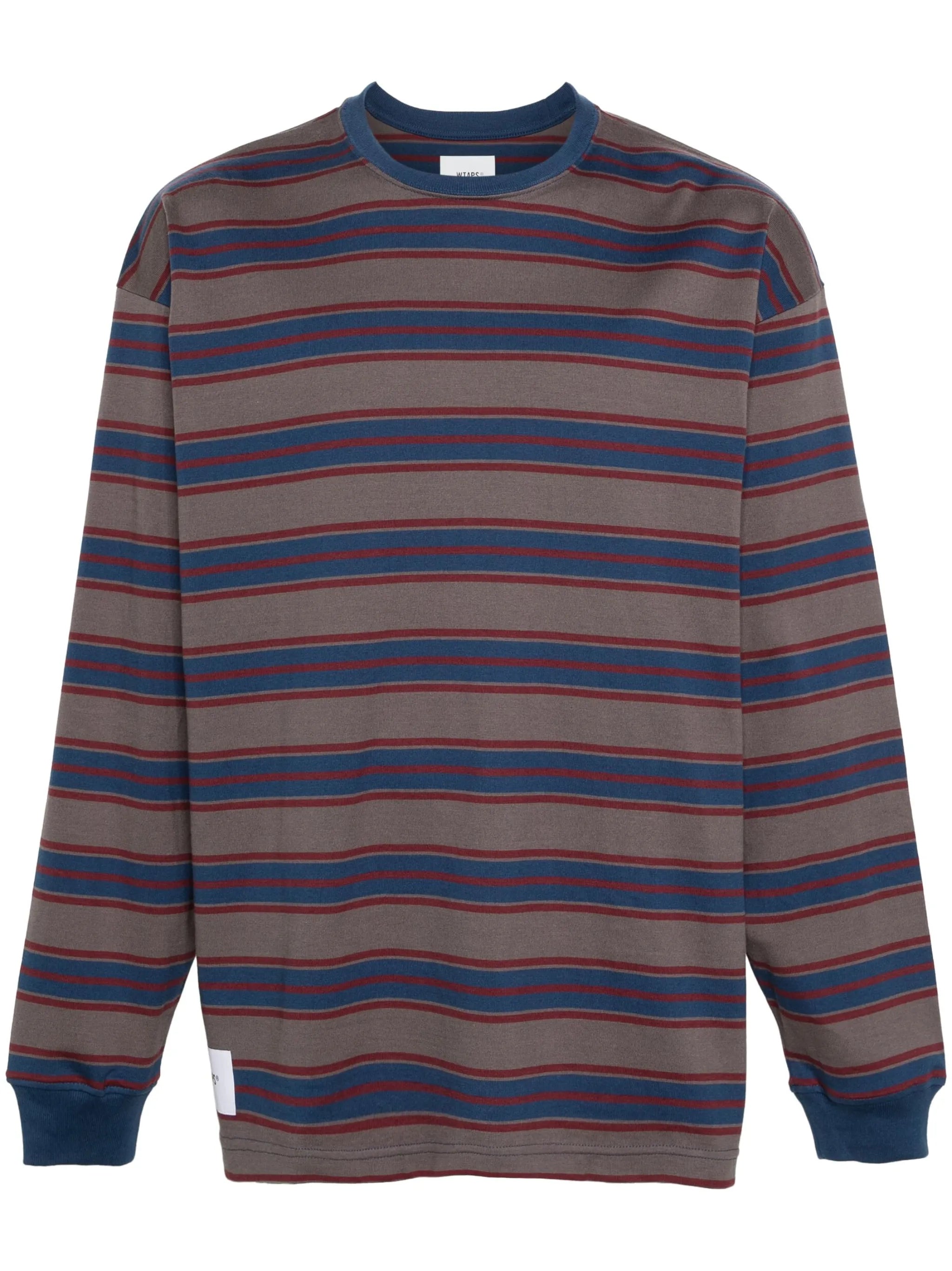logo-embroidered striped T-shirt