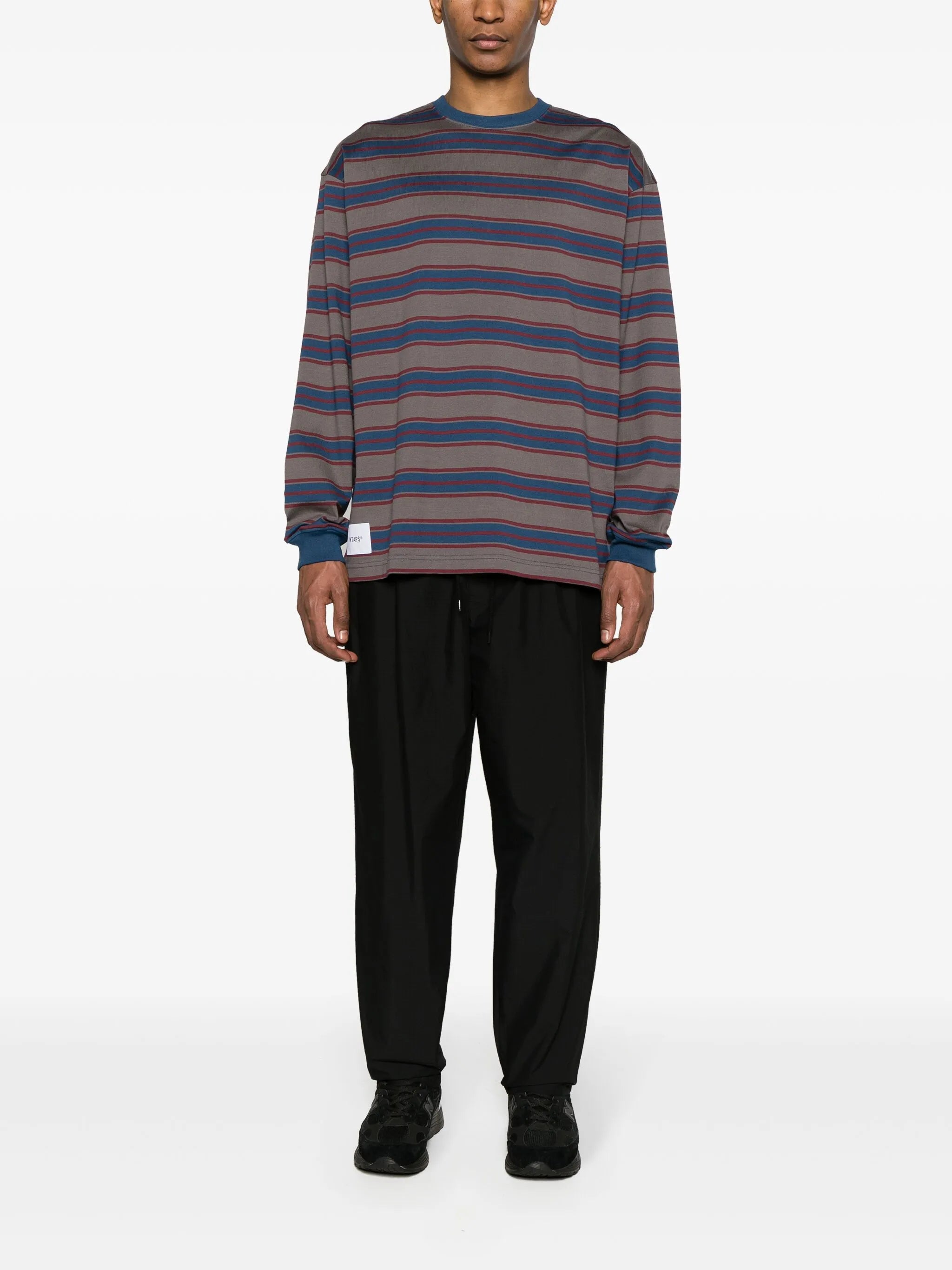 logo-embroidered striped T-shirt