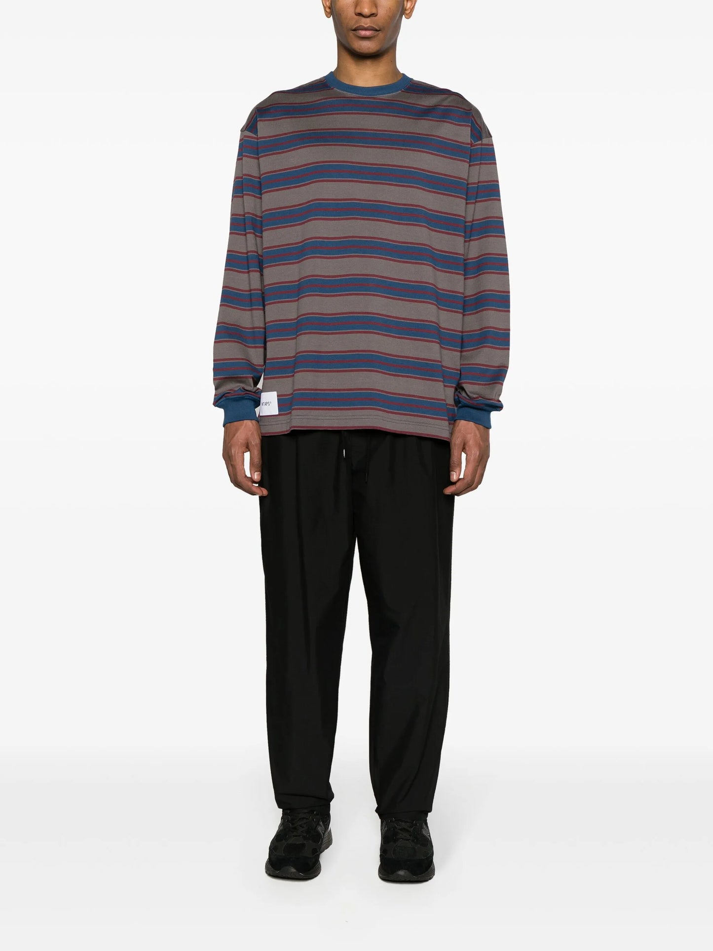 logo-embroidered striped T-shirt