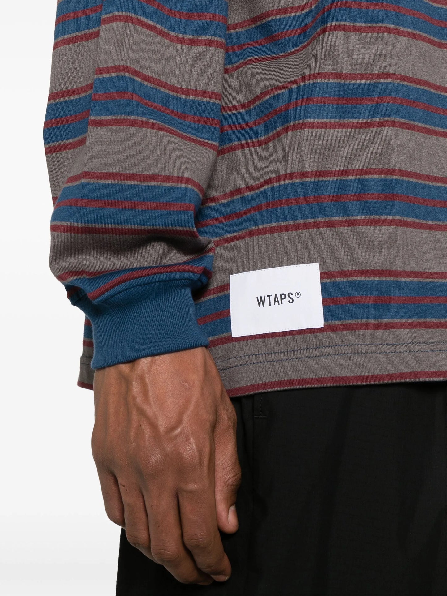 logo-embroidered striped T-shirt