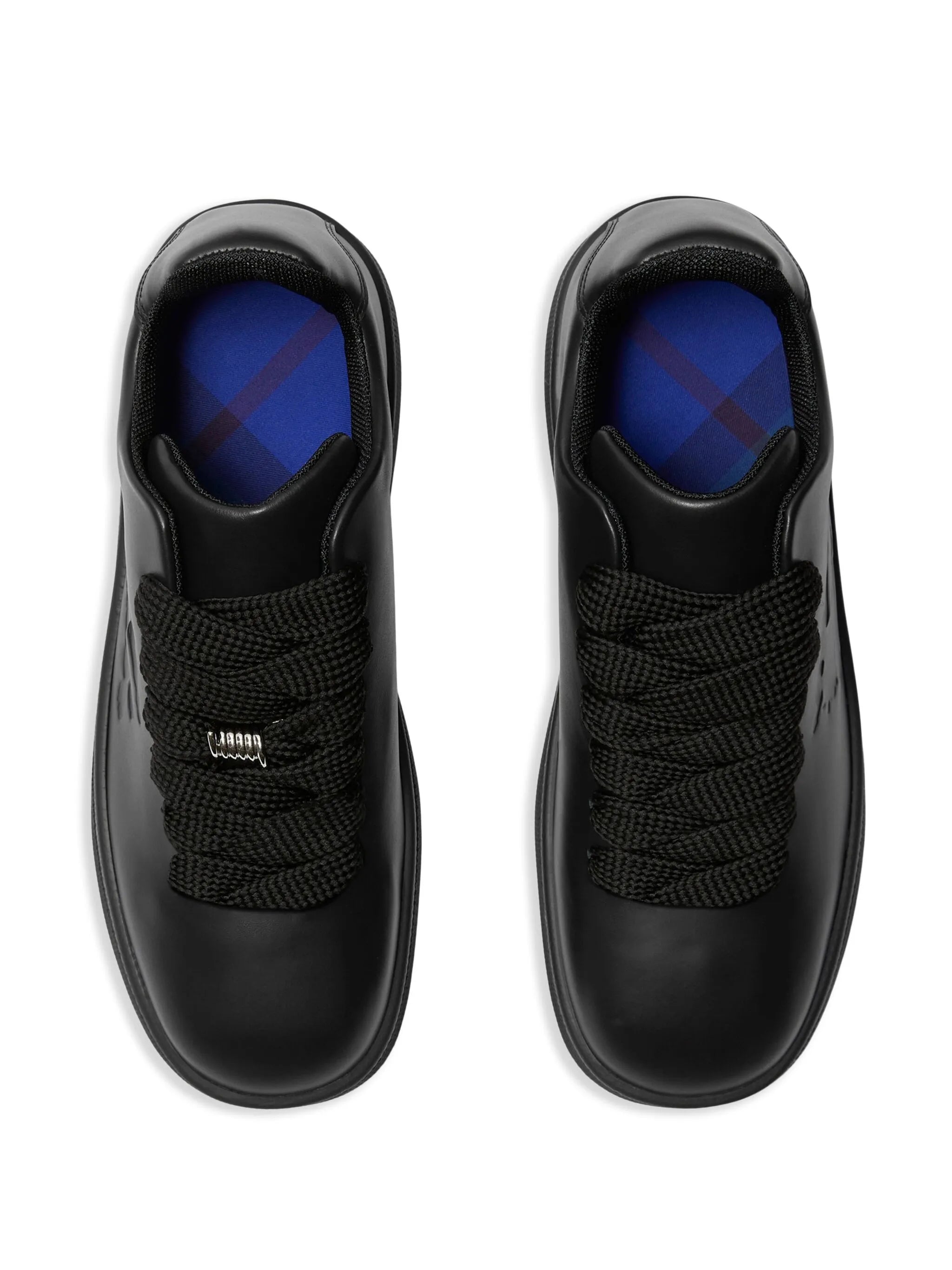 Box logo-embossed leather sneakers