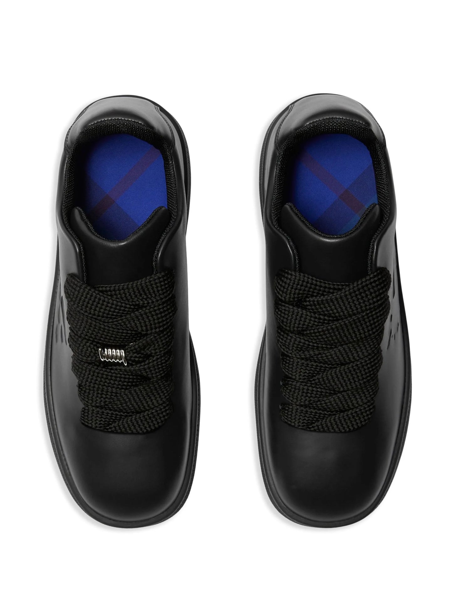 Box logo-embossed leather sneakers