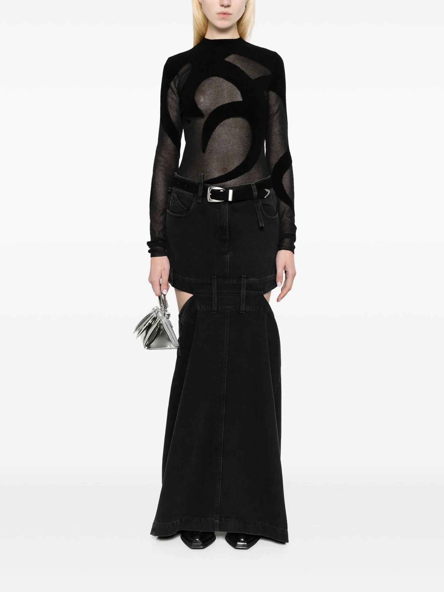 fine-knit sheer top