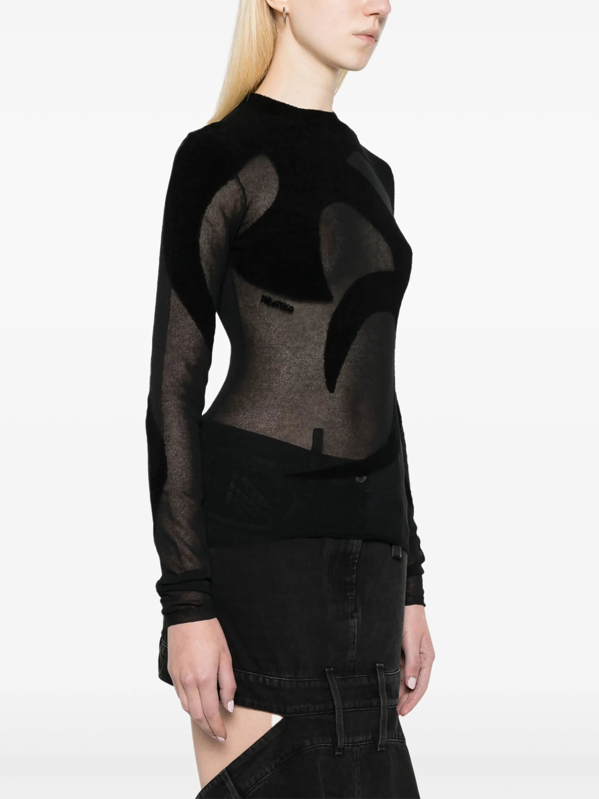 fine-knit sheer top